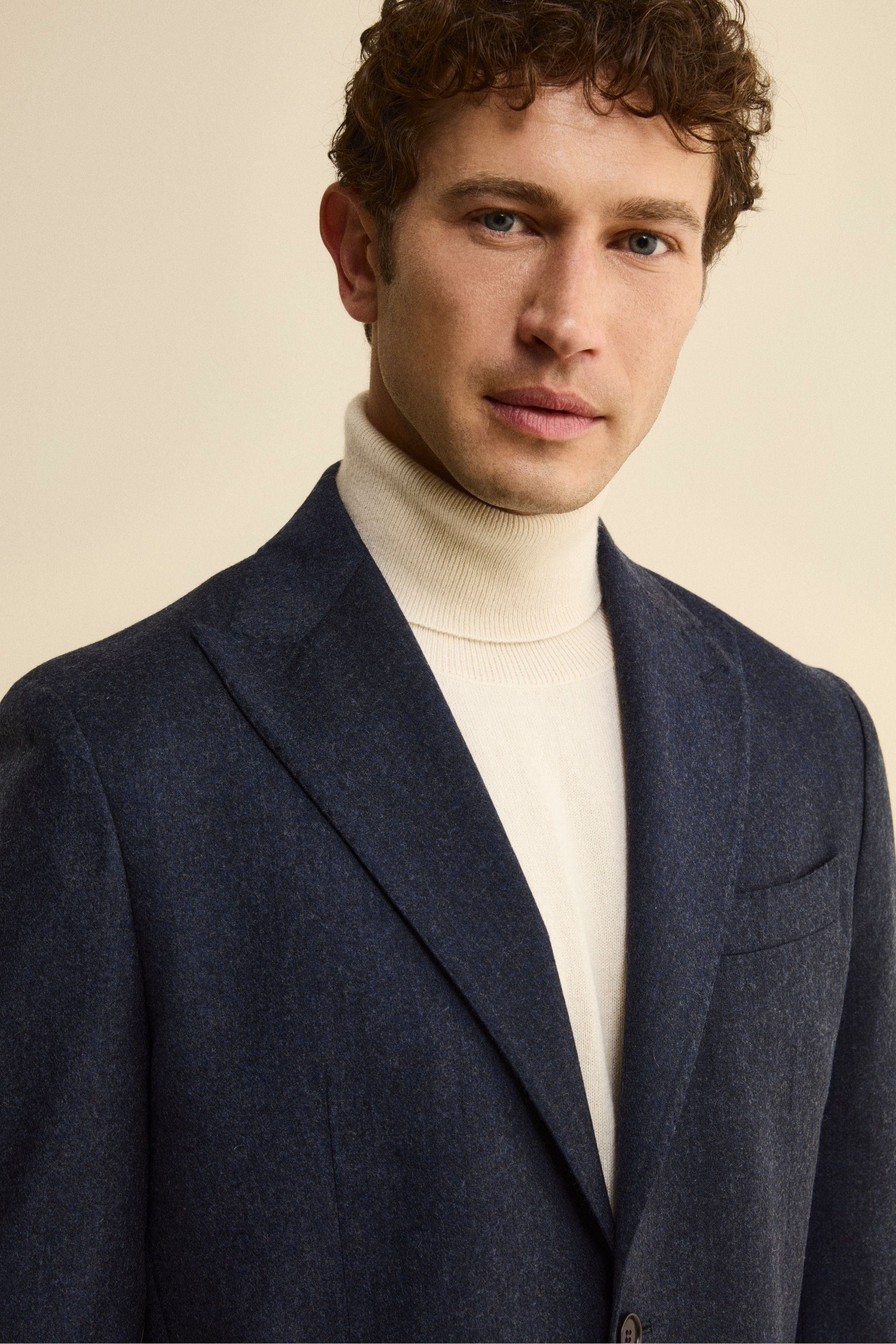 Abito Slim Fit in Misto Cashmere - BLU