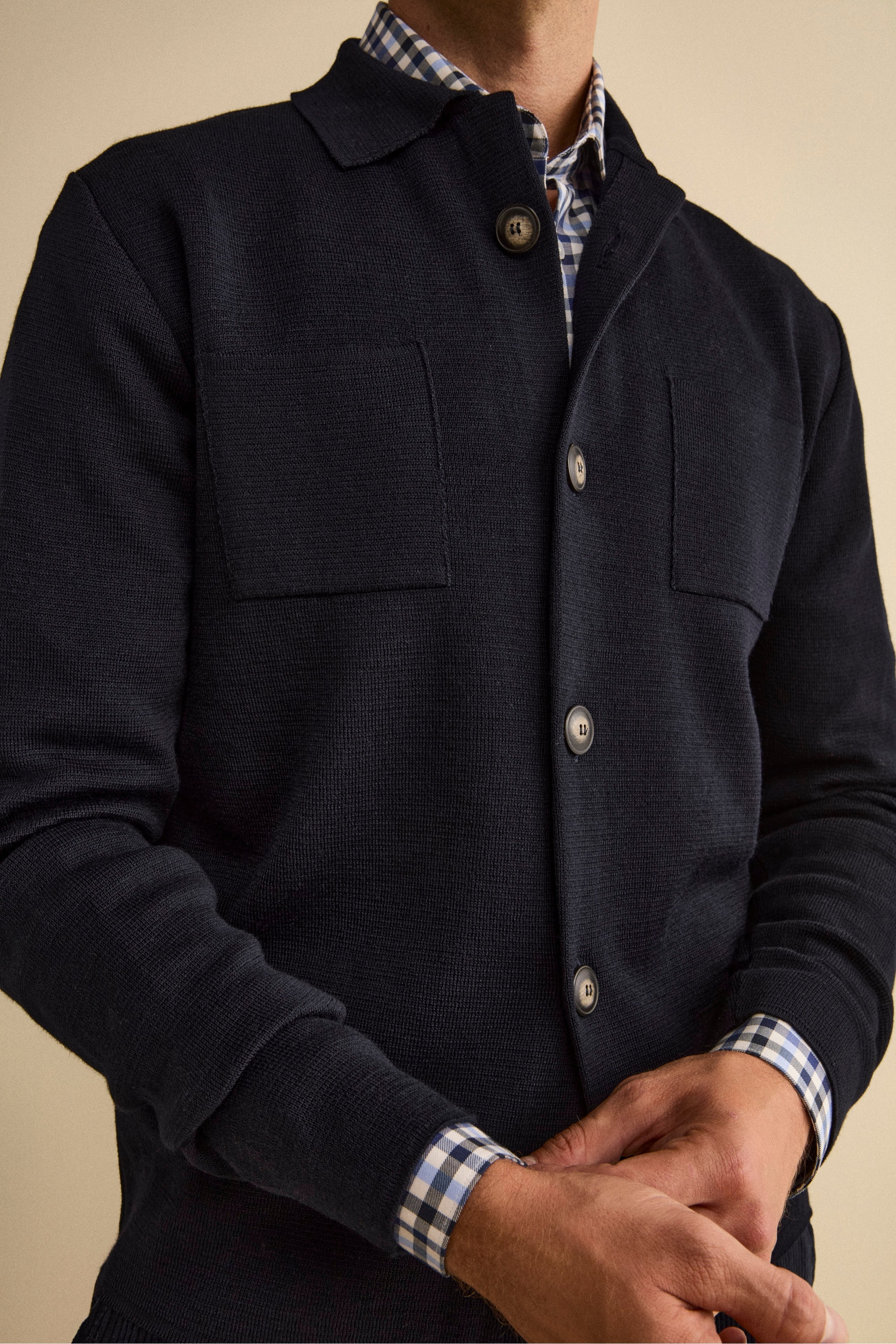 Cardigan in Misto Lana con Tasche - BLU