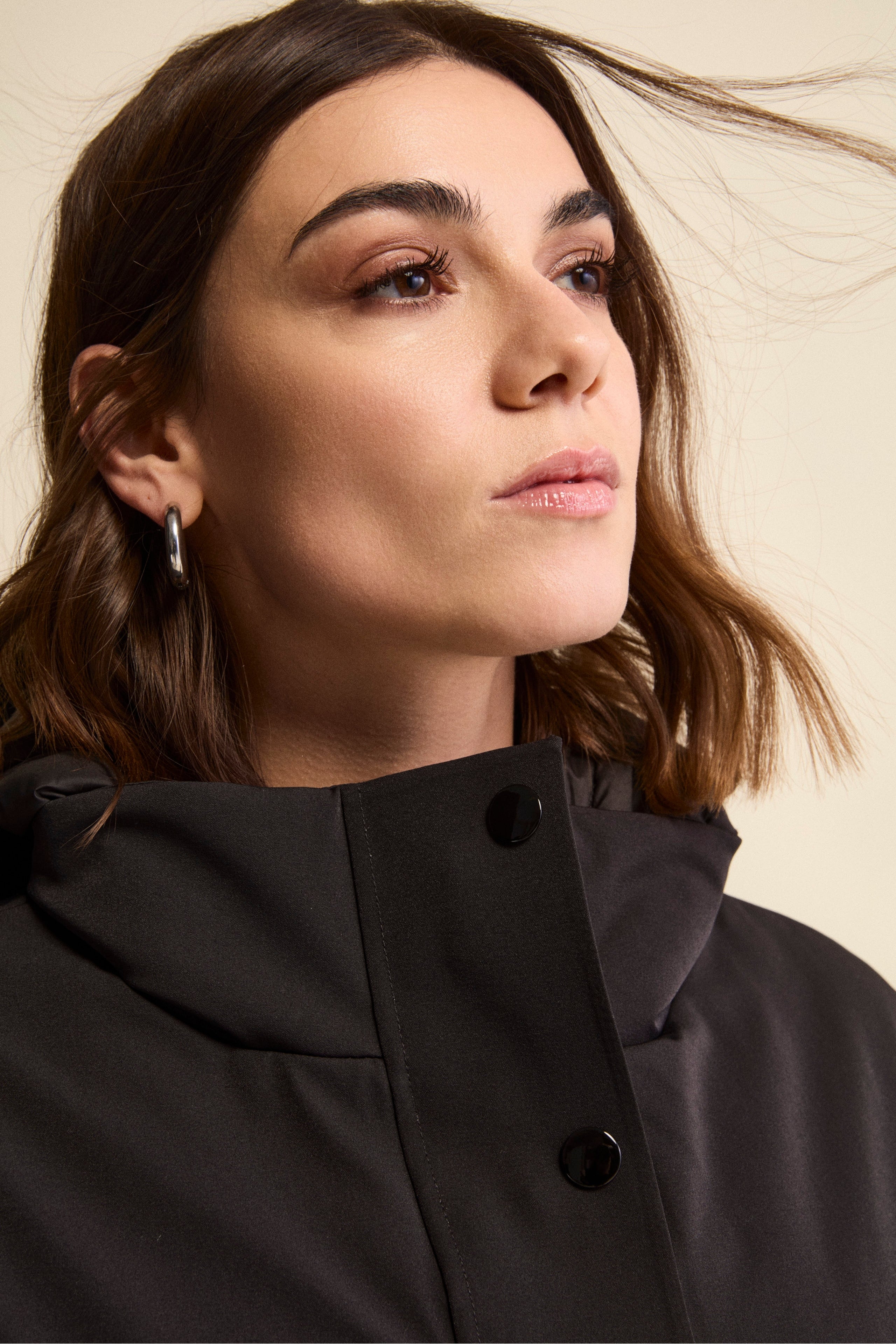 Giaccone Lungo Imbottito Doppio Tessuto - NERO