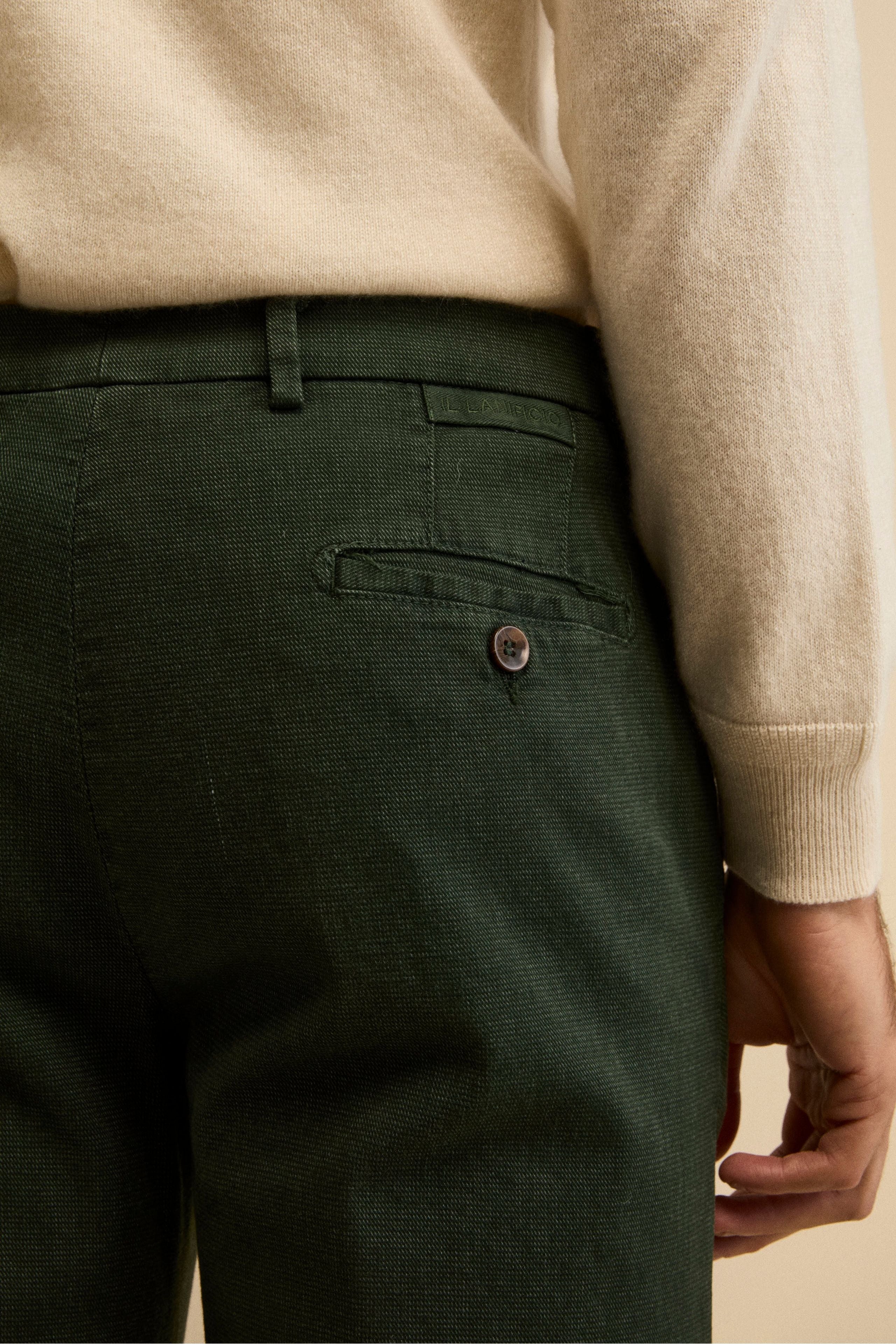 Pantalone Micropunto Regular Fit in Cotone - VERDE