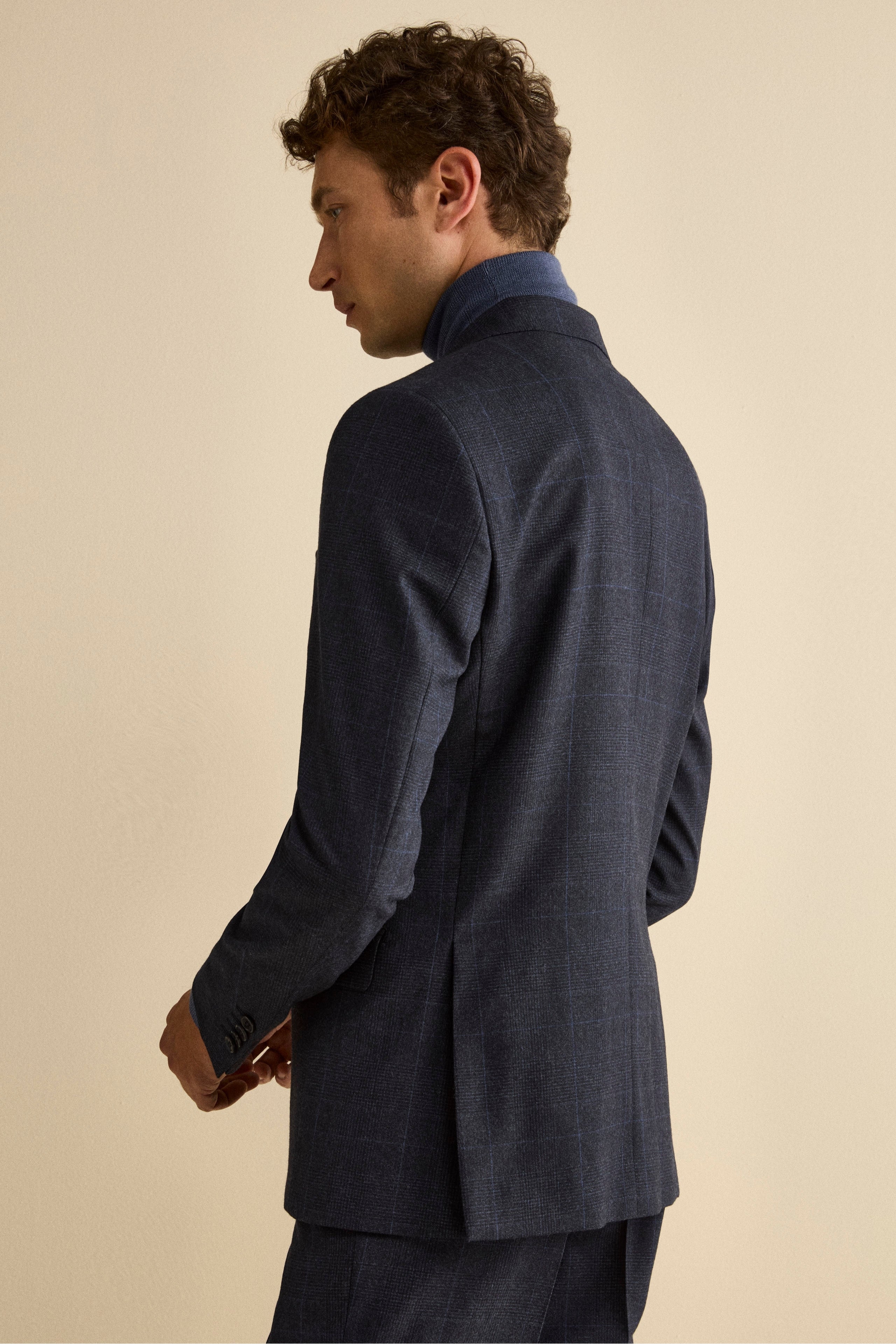 Abito Slim Fit in Lana Vergine con Revers Classico - GALLES BLU