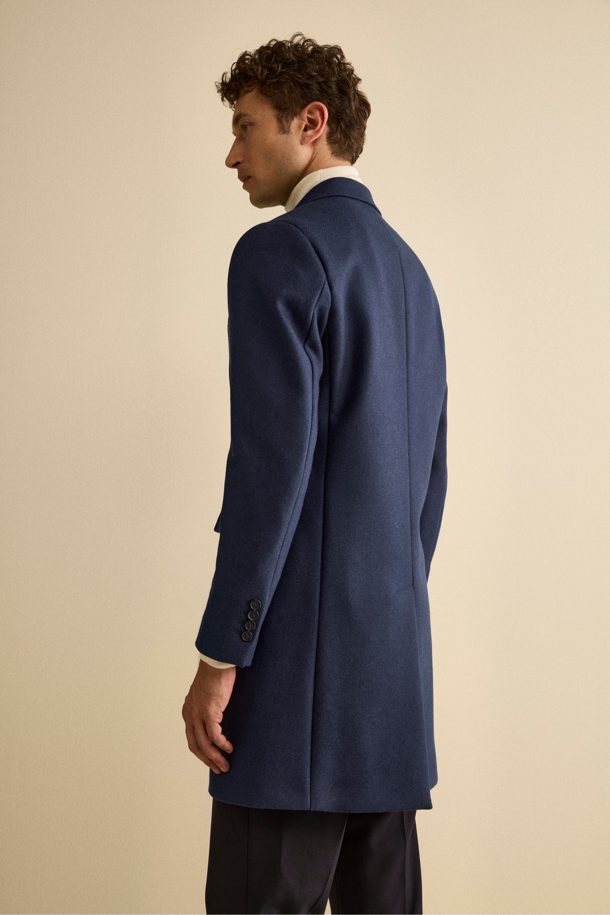 Cappotto Twill in Lana - BLU