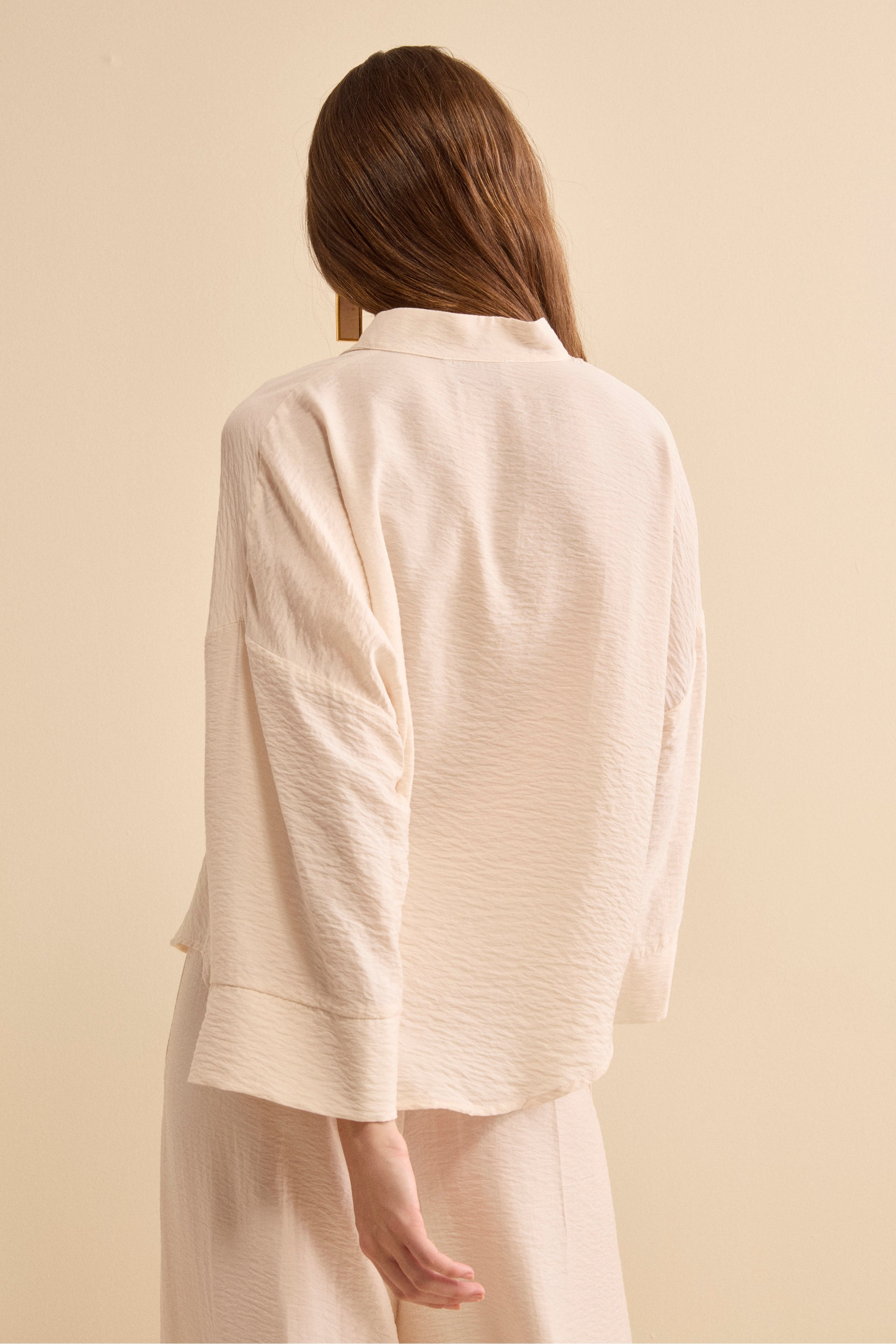 Camicia Over Coreana con Manica Kimono - BIANCO