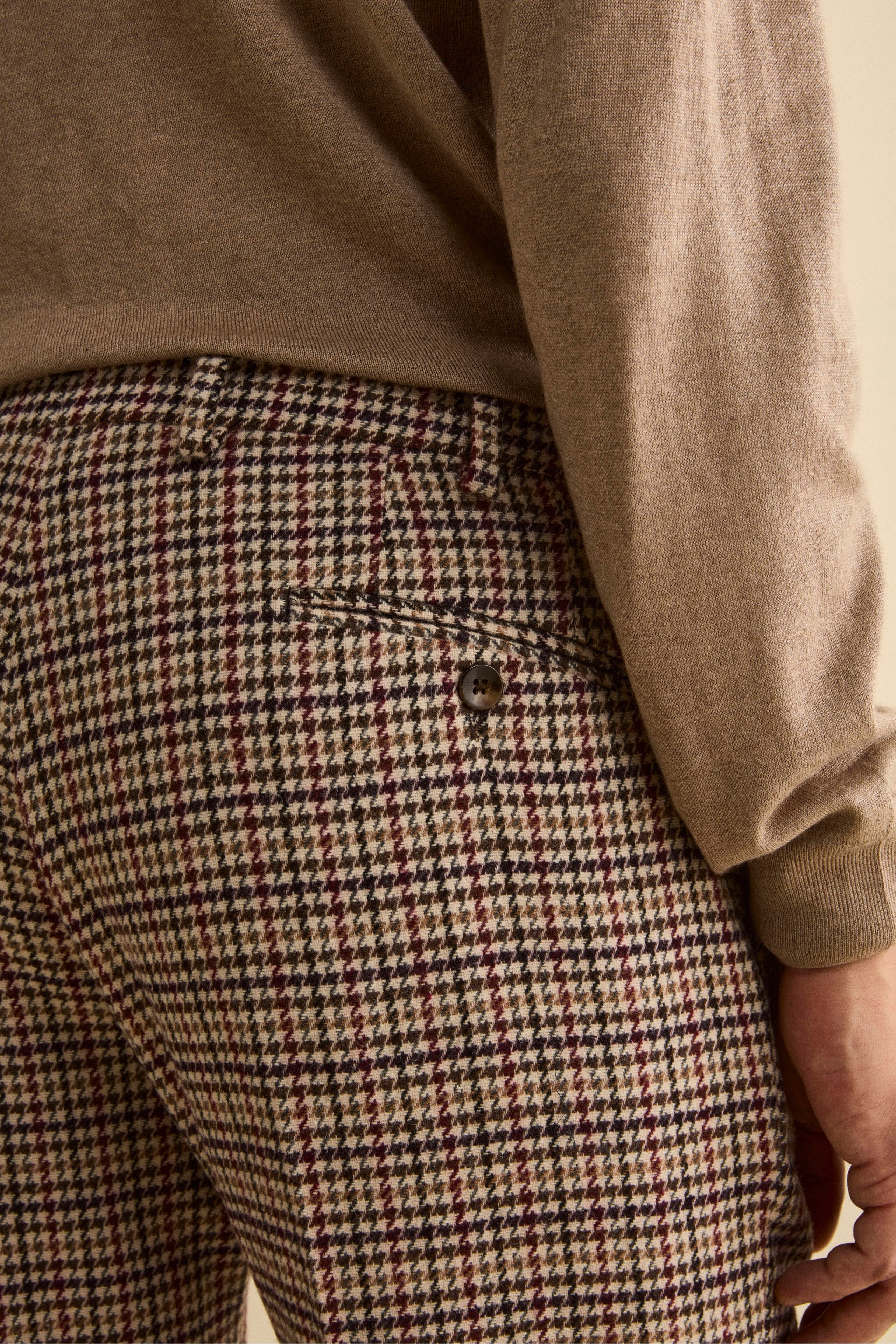 Pantalone Fantasia Slim Fit in Misto Lana - P/POULE BEIGE