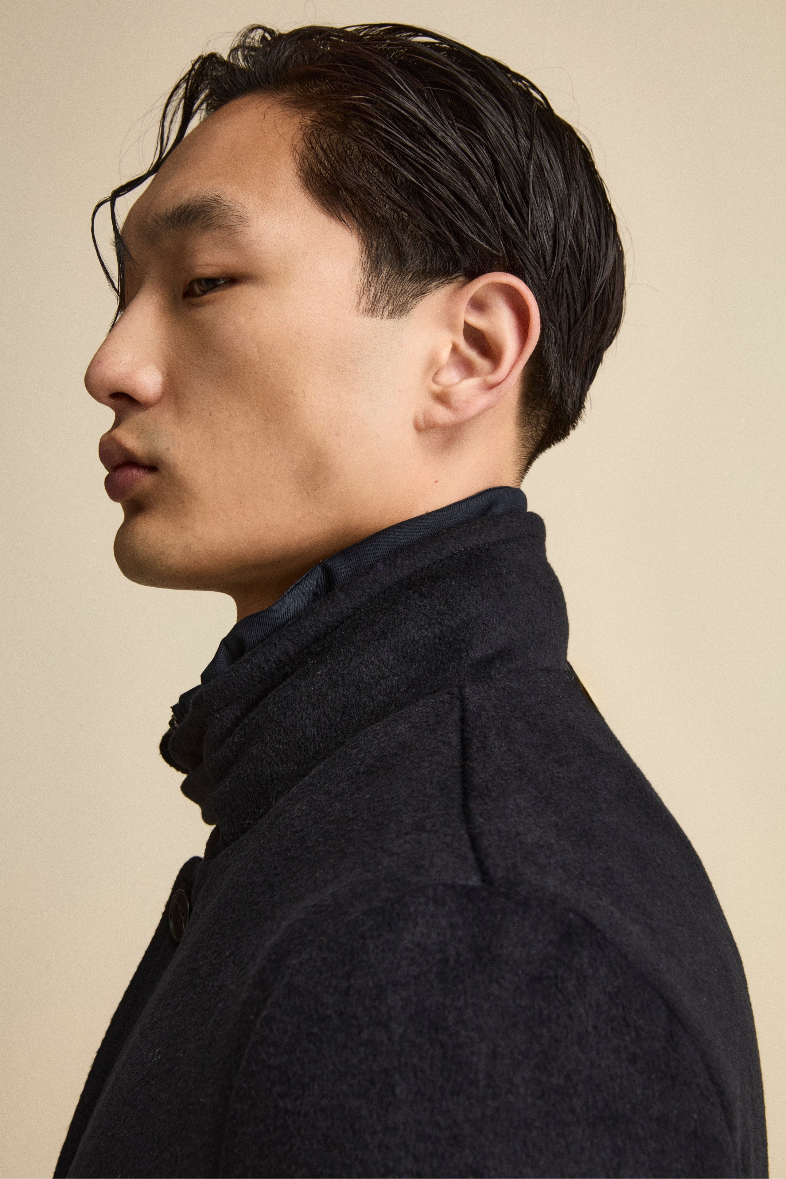 Cappotto Midi in Misto Lana con Pettorina Removibile - BLU