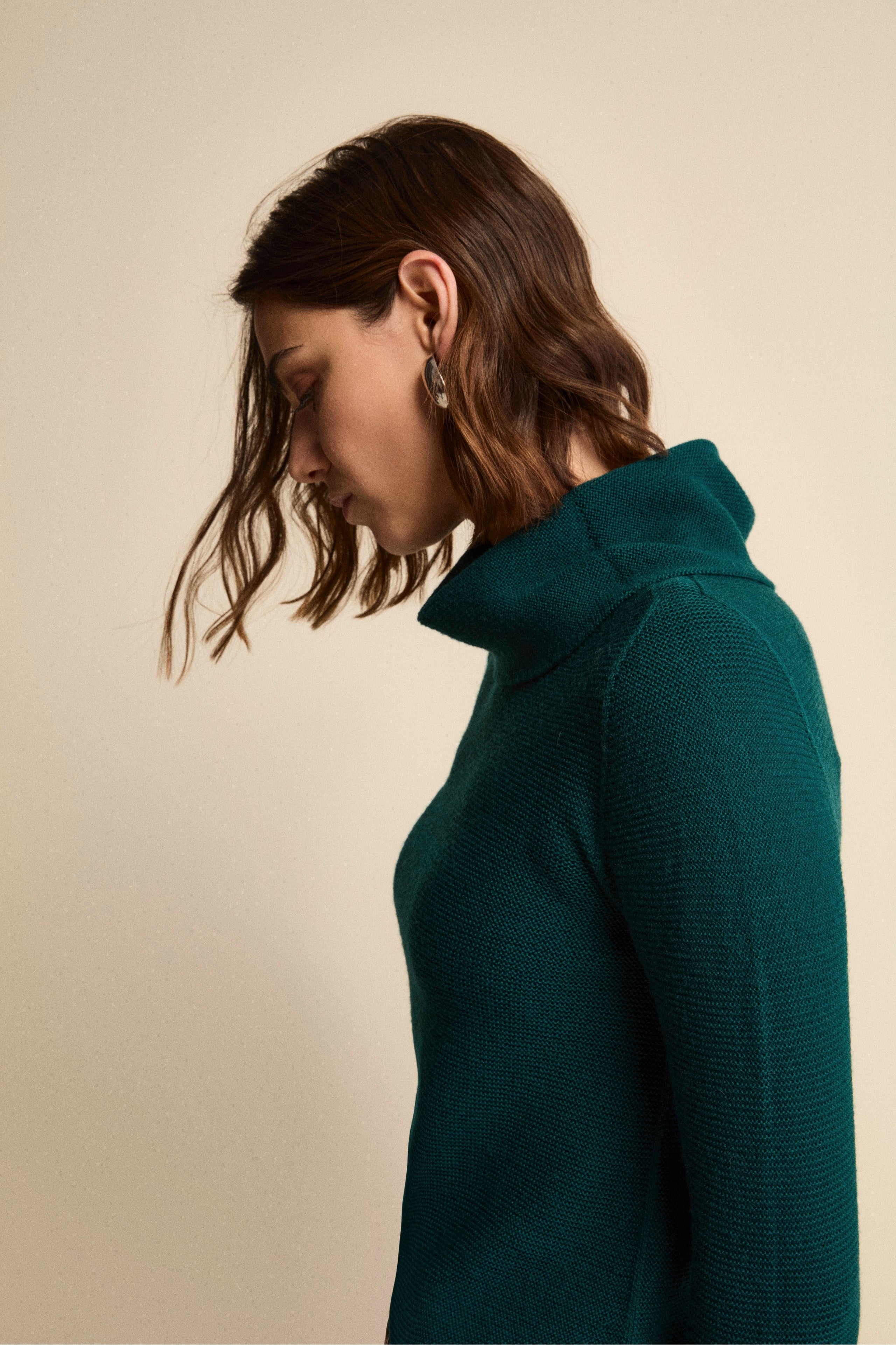Maglia con Spacchi in Lana Merino - VERDE