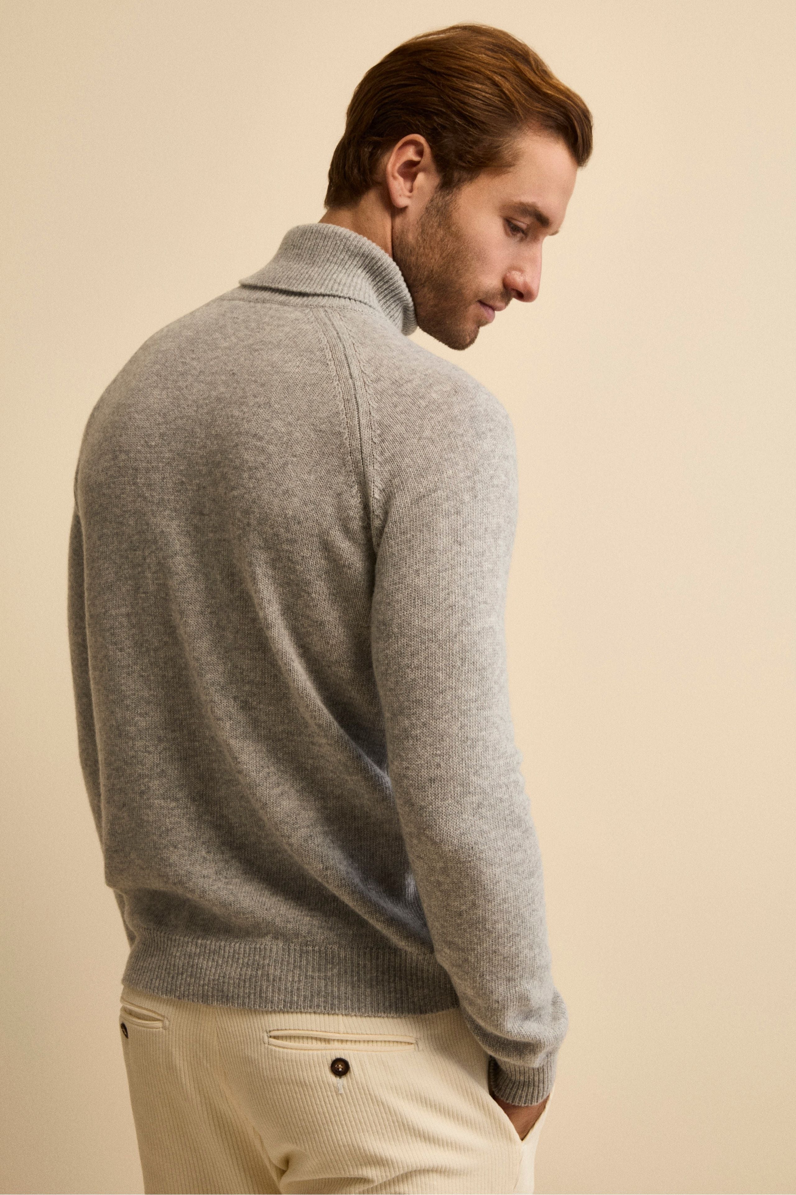 Dolcevita Jacquard in Lana e Cashmere - GRIGIO/BEIGE