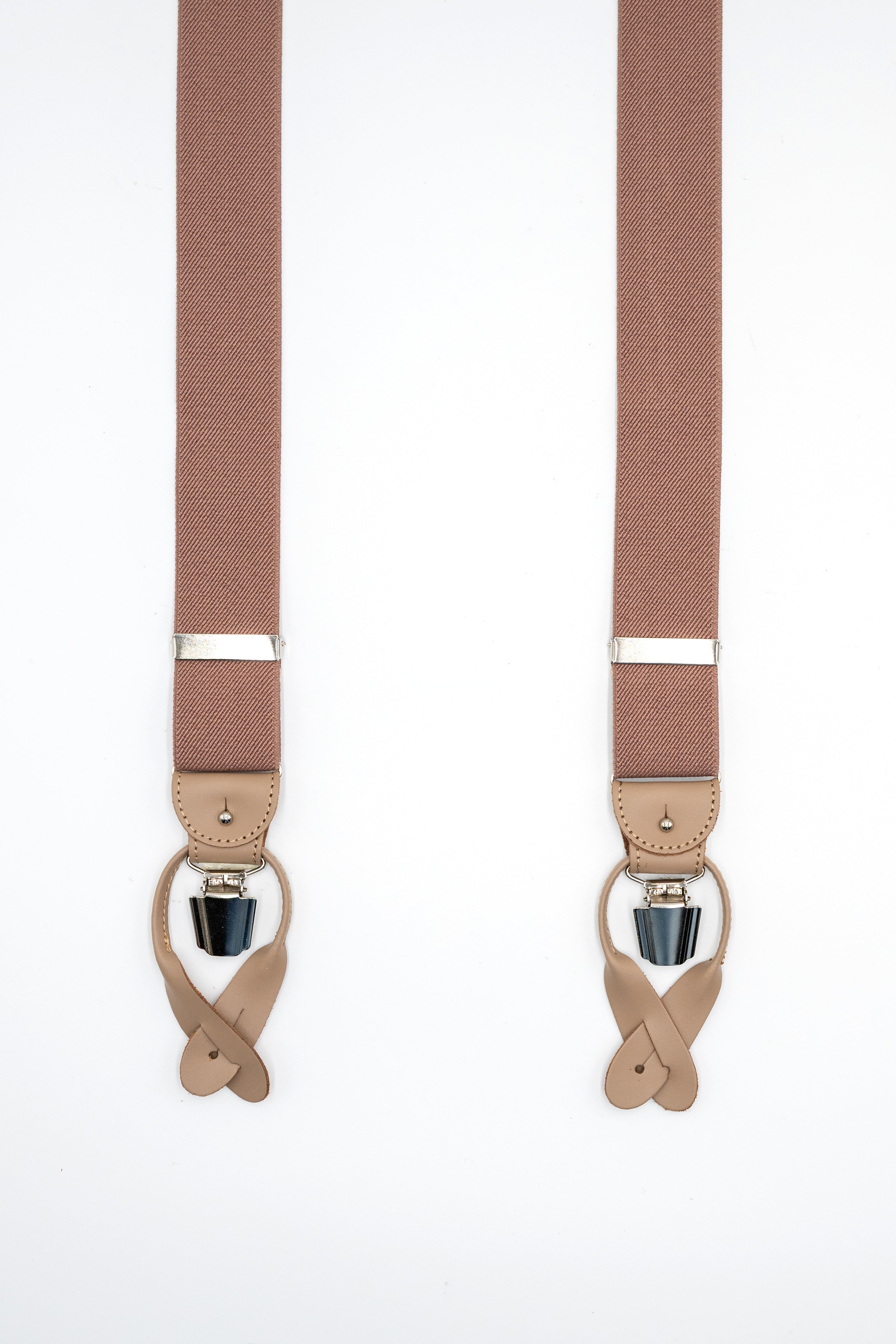 Bretelle Tinta Unita con Clip e Asole in Pelle - SABBIA
