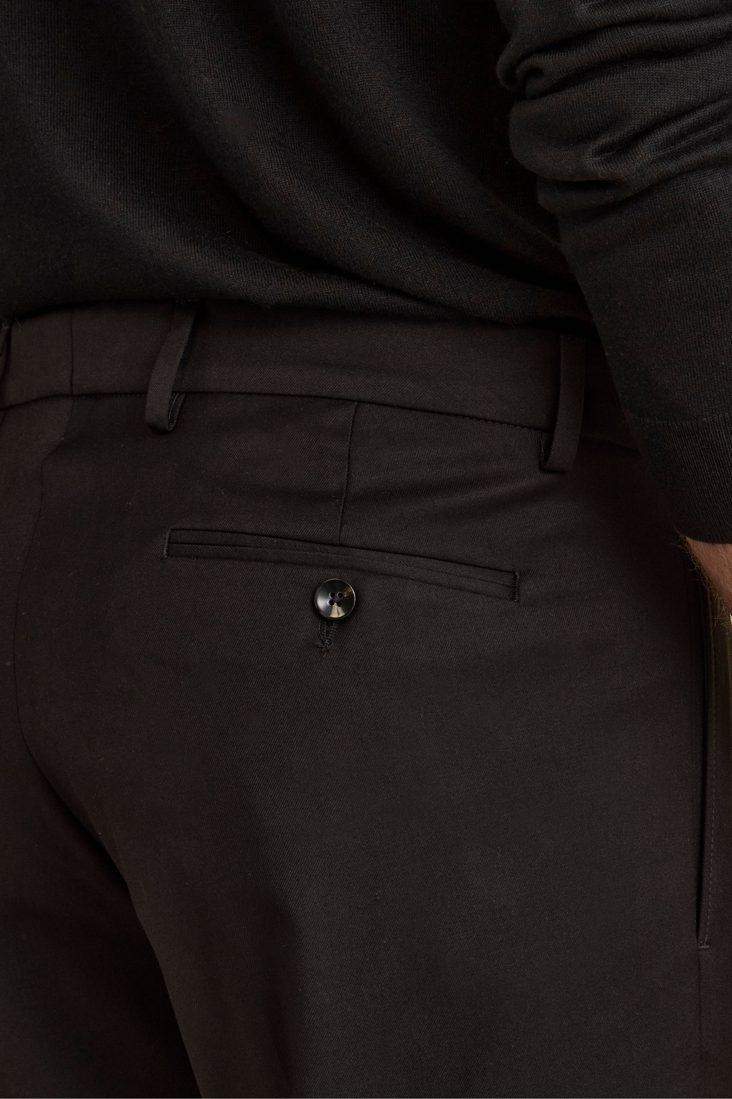 Pantalone Pinces Gamba Larga in Misto Lana - NERO