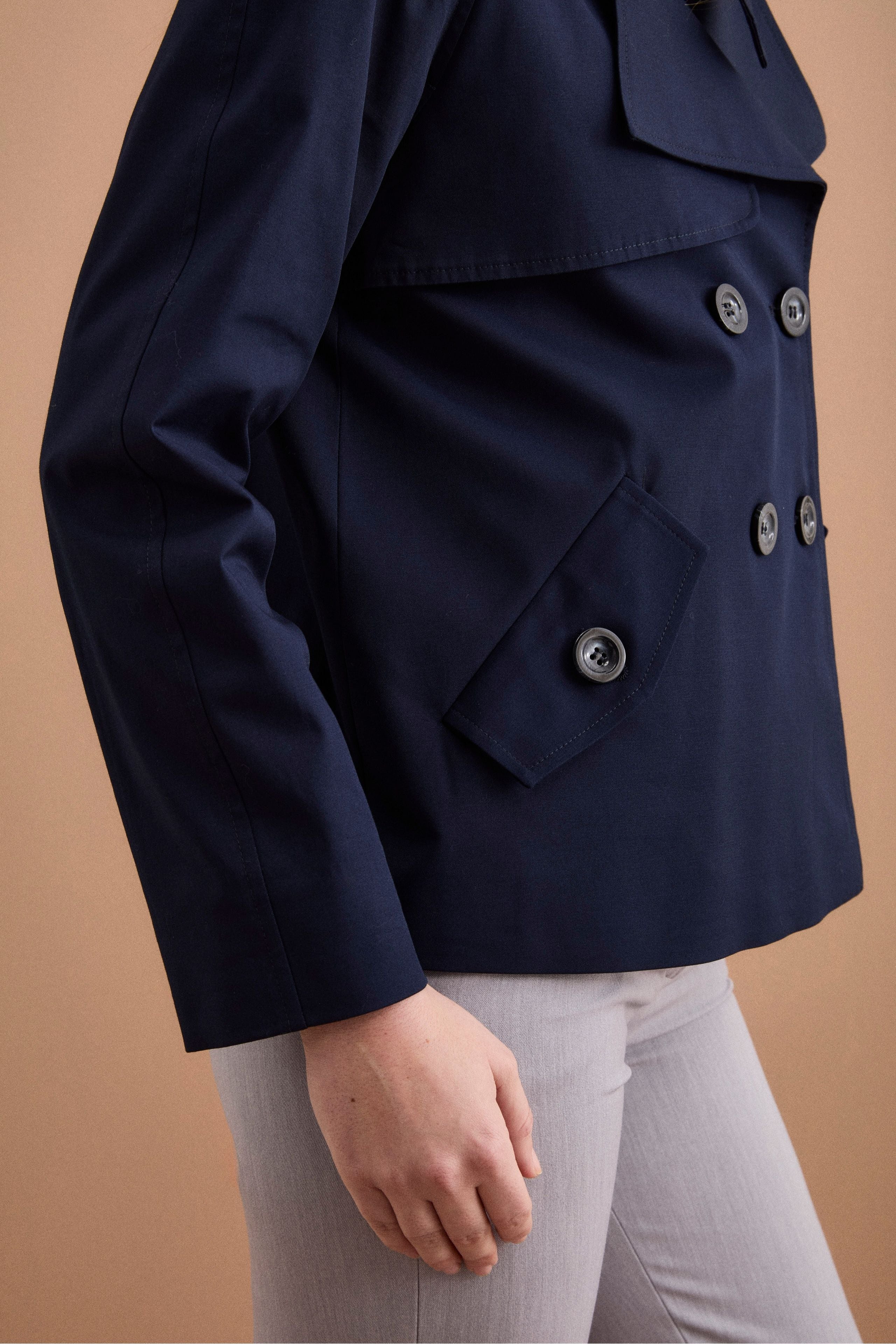 Trench Corto Doppiopetto in Cotone - BLU