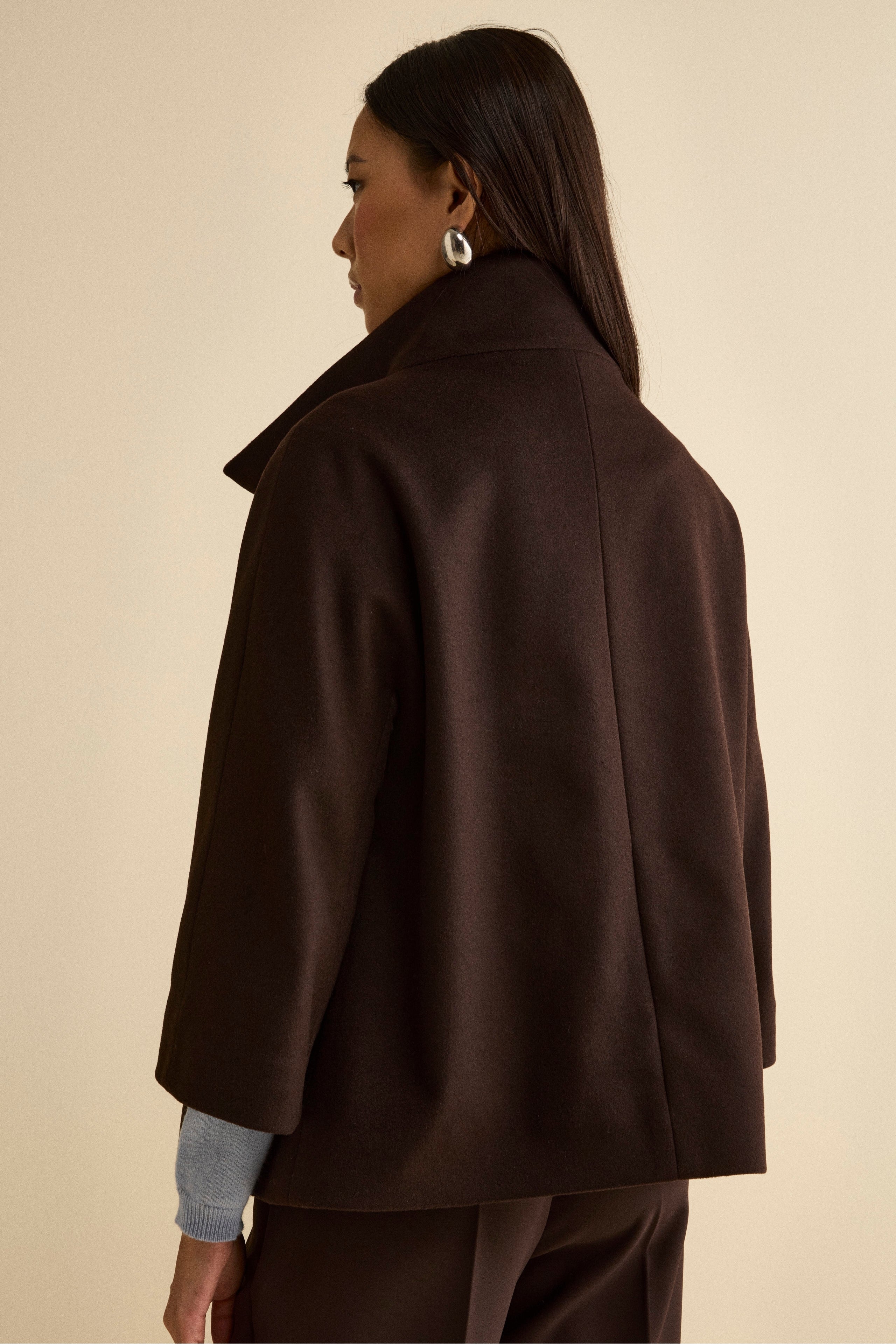 Cappotto Over Corto in Misto Lana e Cashmere - T.MORO