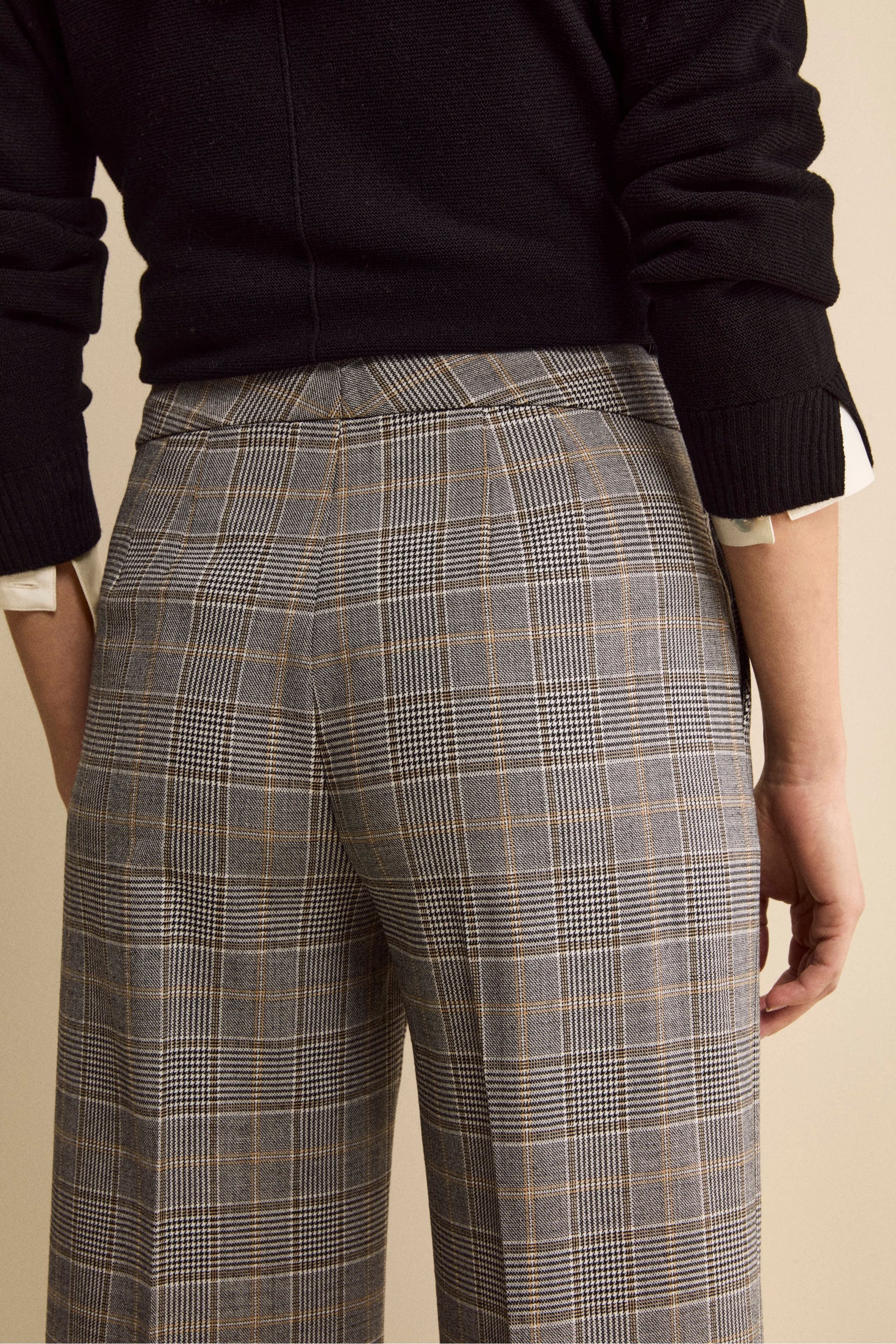 Pantalone Check a Palazzo in Misto Lana - GALLES GRIGIO