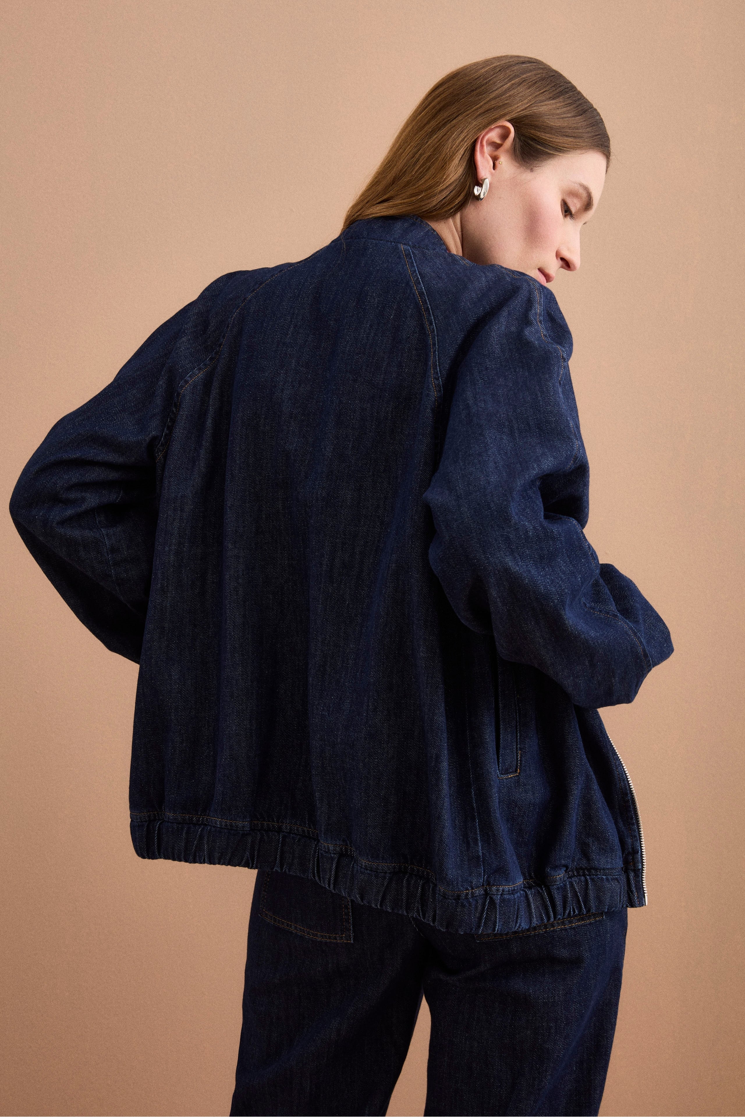 Bomber di Jeans Sfoderato con Zip - DENIM