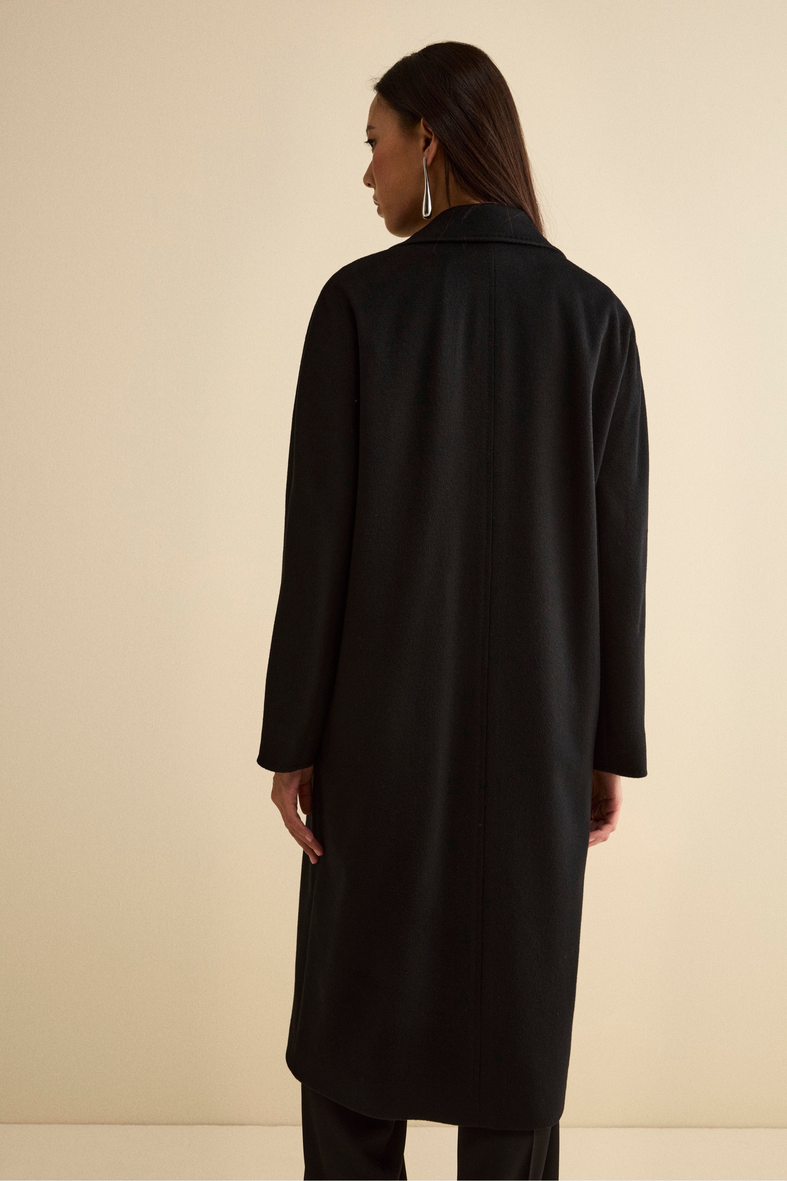 Cappotto Over Doppiopetto in Puro Cashmere - NERO