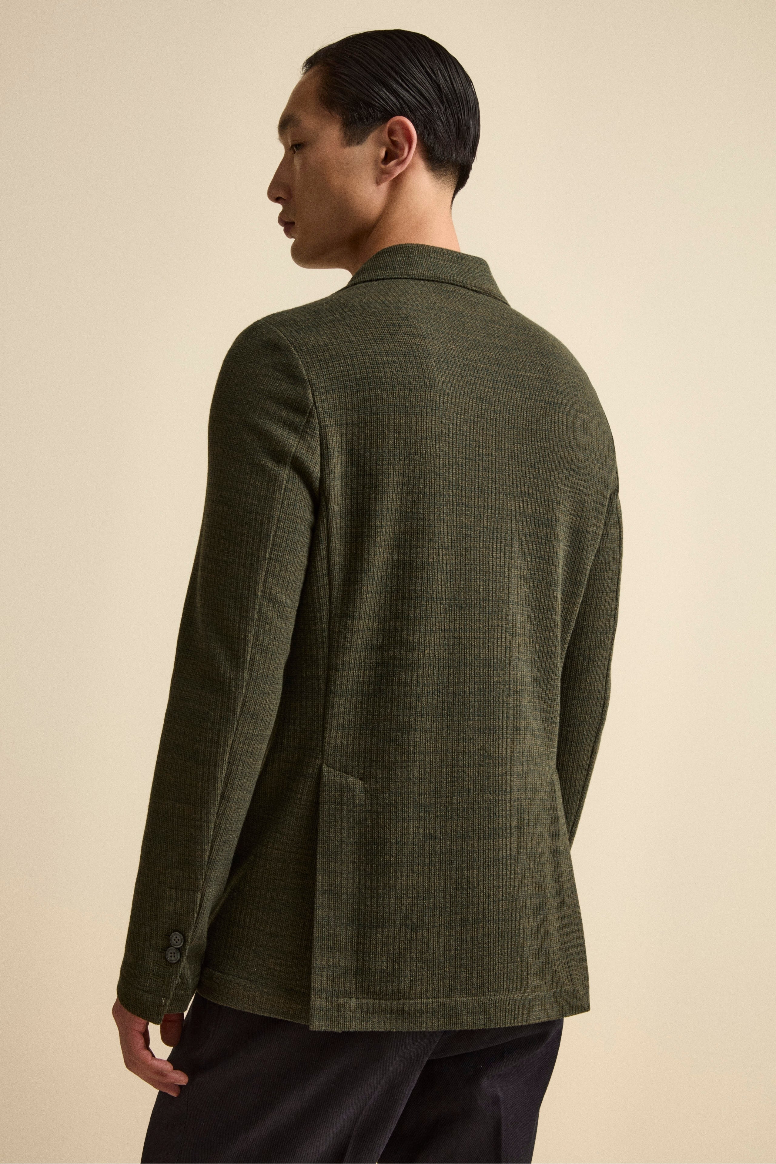 Giacca Sfoderata Slim Fit in Misto Cotone - VERDE