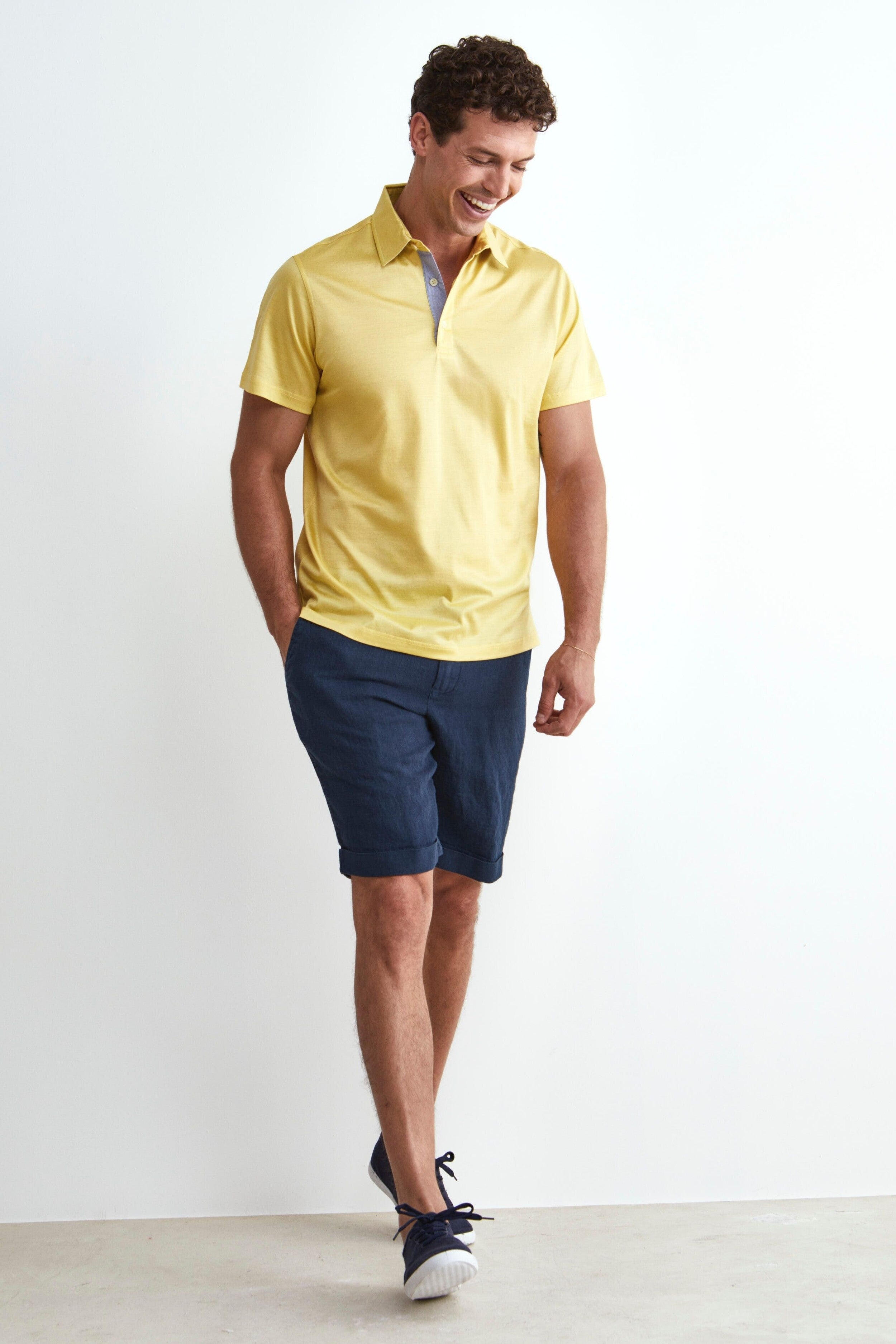 Bermuda in Lino con Risvolto - BLU NOTTE