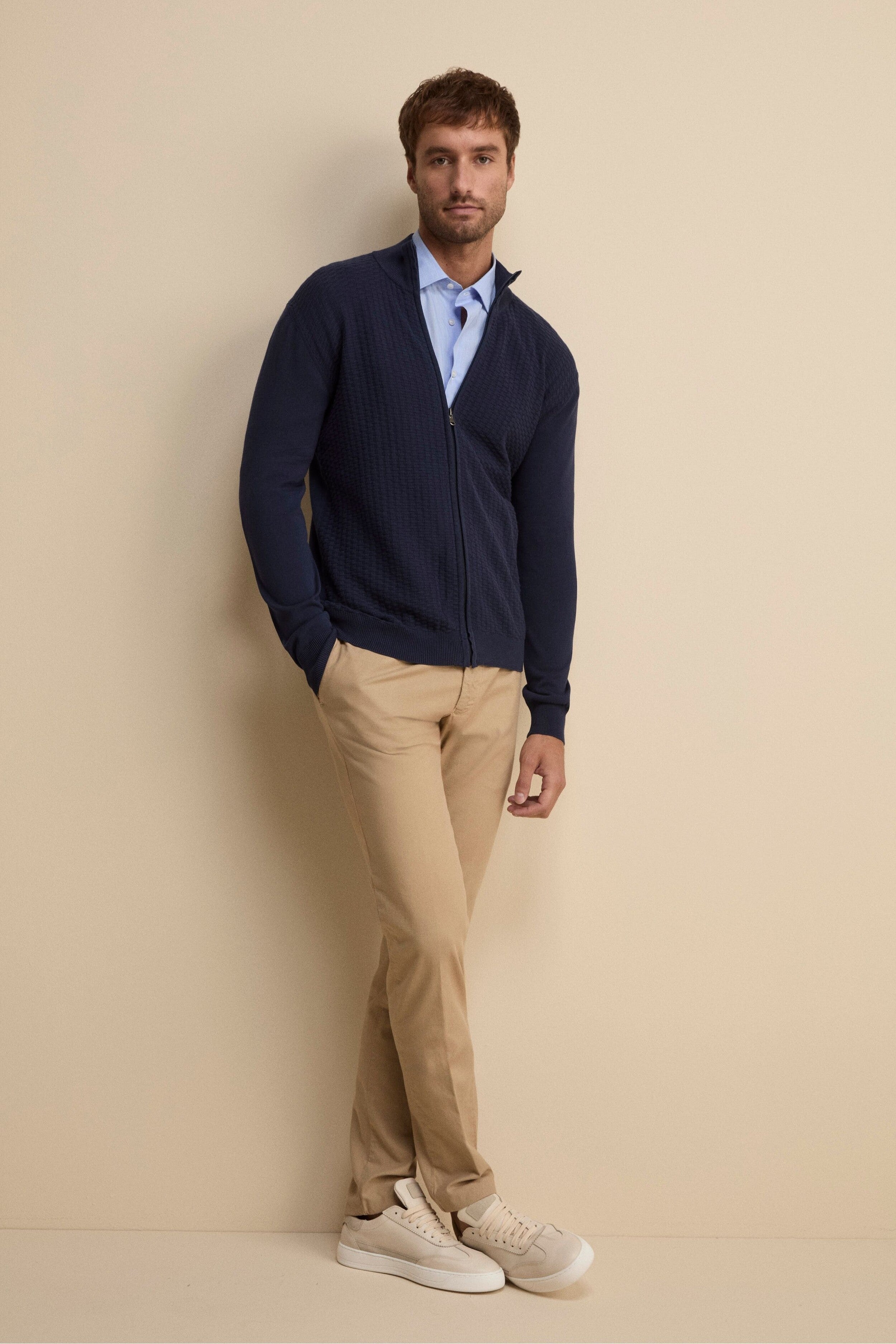 Pantalone Slim Fit in Cotone con Taschino - BEIGE