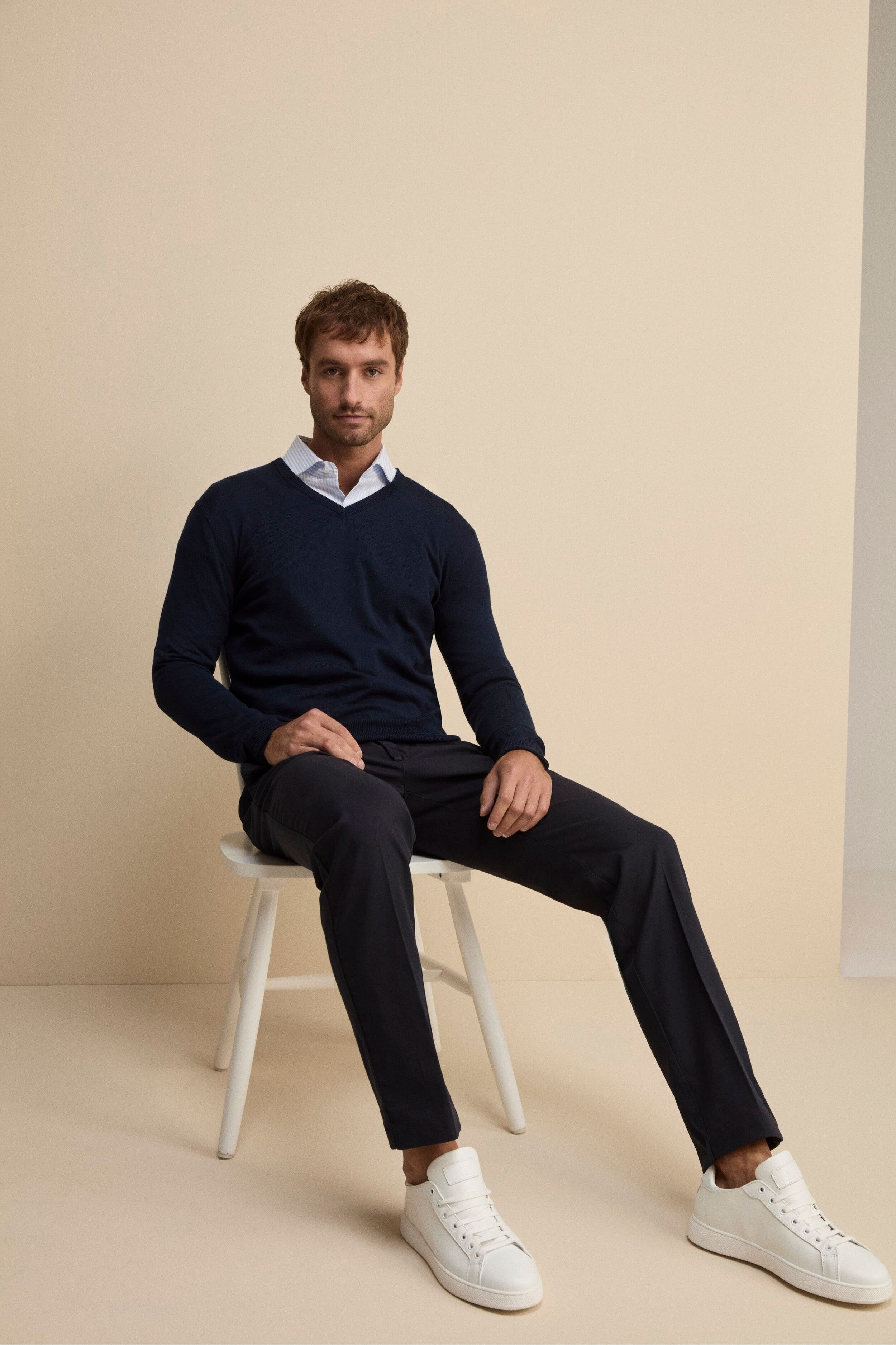 Pantalone Regular Fit in Cotone Armaturato - BLU