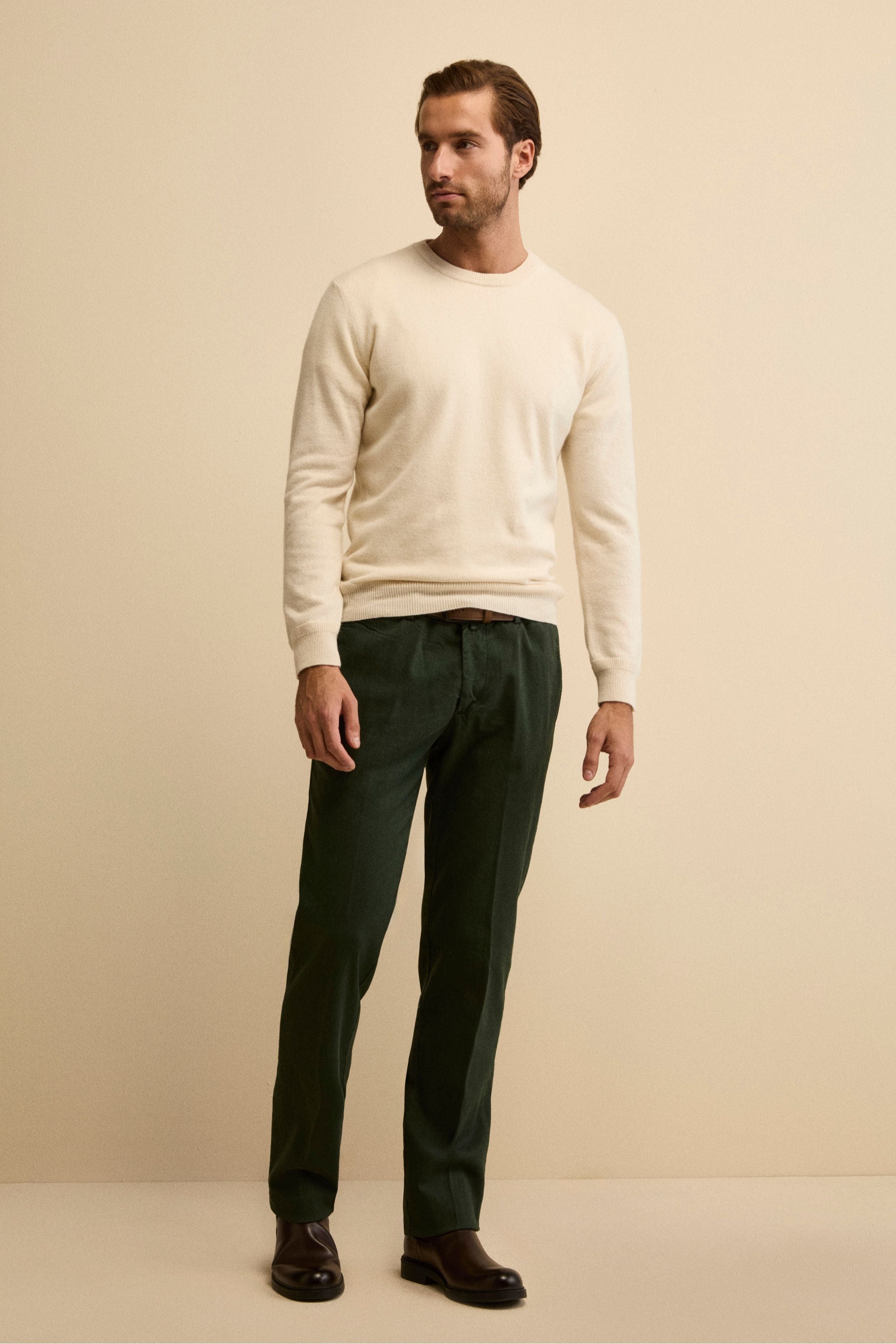 Pantalone Micropunto Regular Fit in Cotone - VERDE