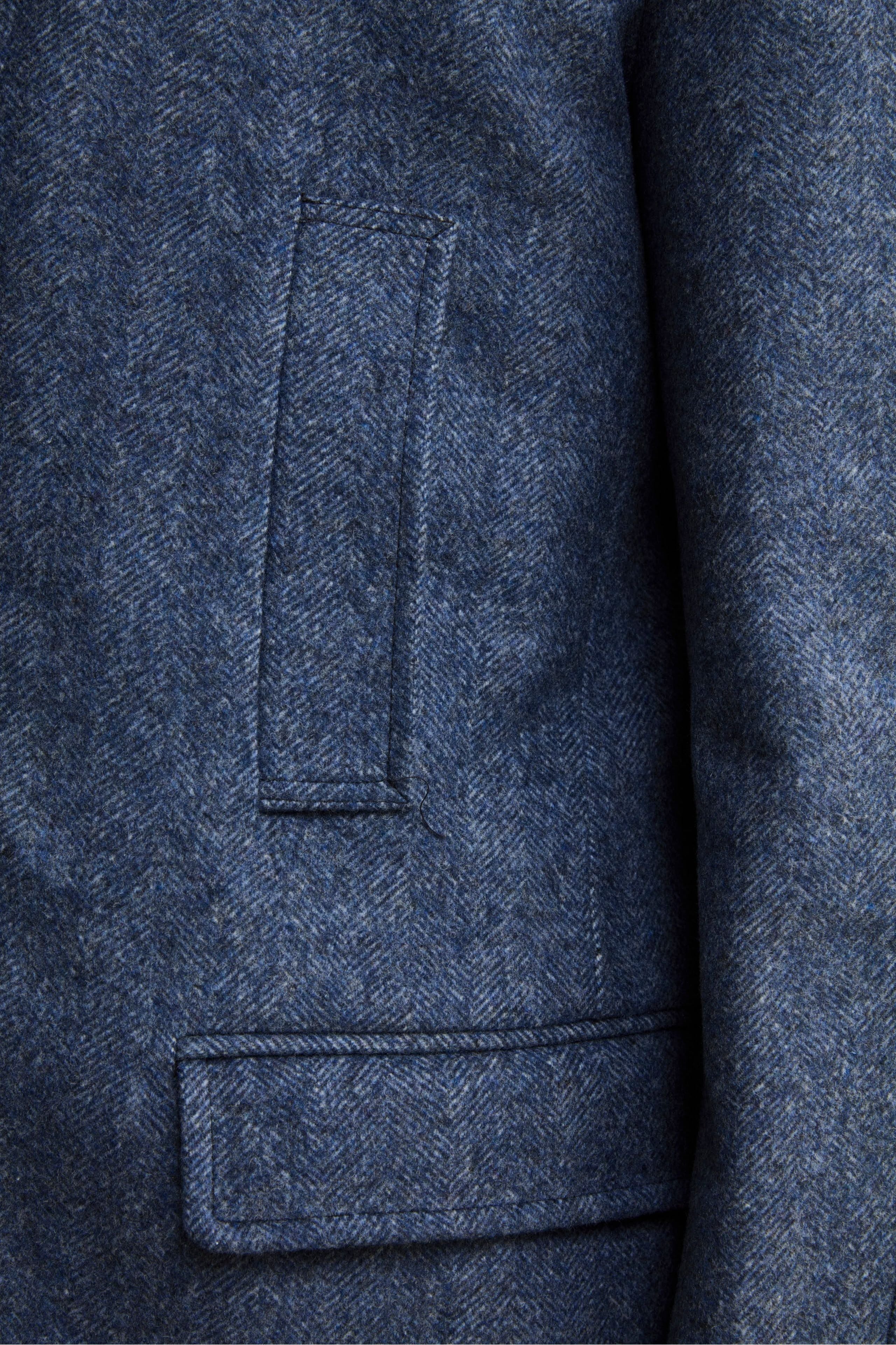 Cappotto Midi Spigato in Misto Lana e Cashmere - AZZURRO MELANGE