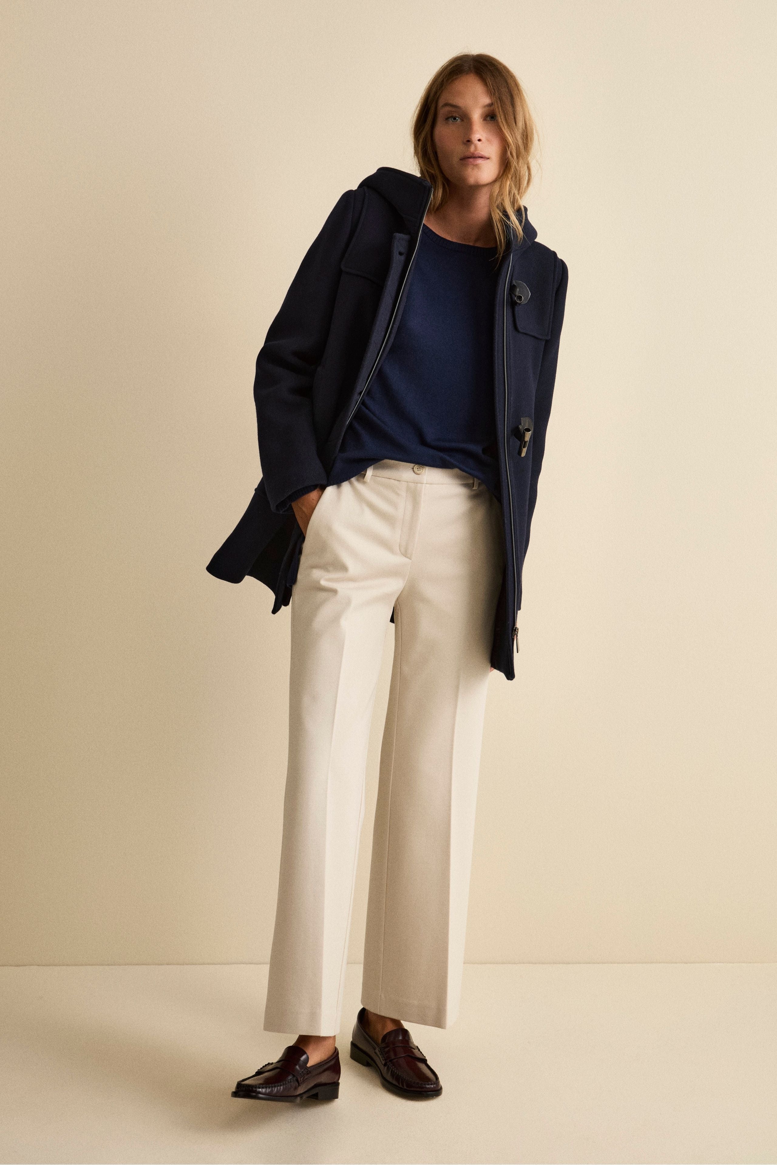 Pantalone Gaucho in Jersey con Pieghe - PANNA