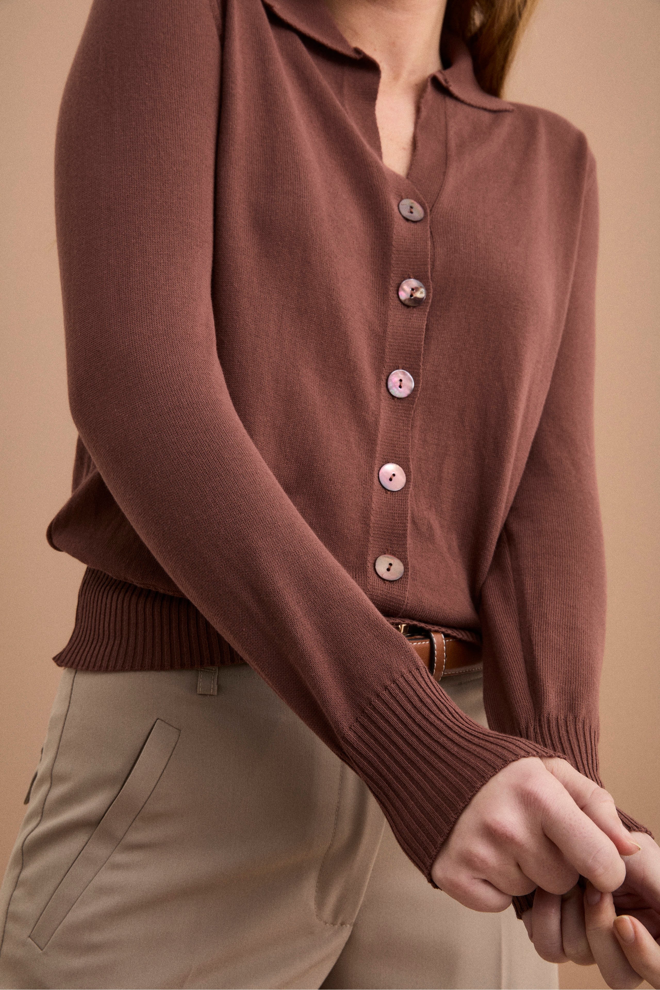 Cardigan Polo in Cotone - TERRA