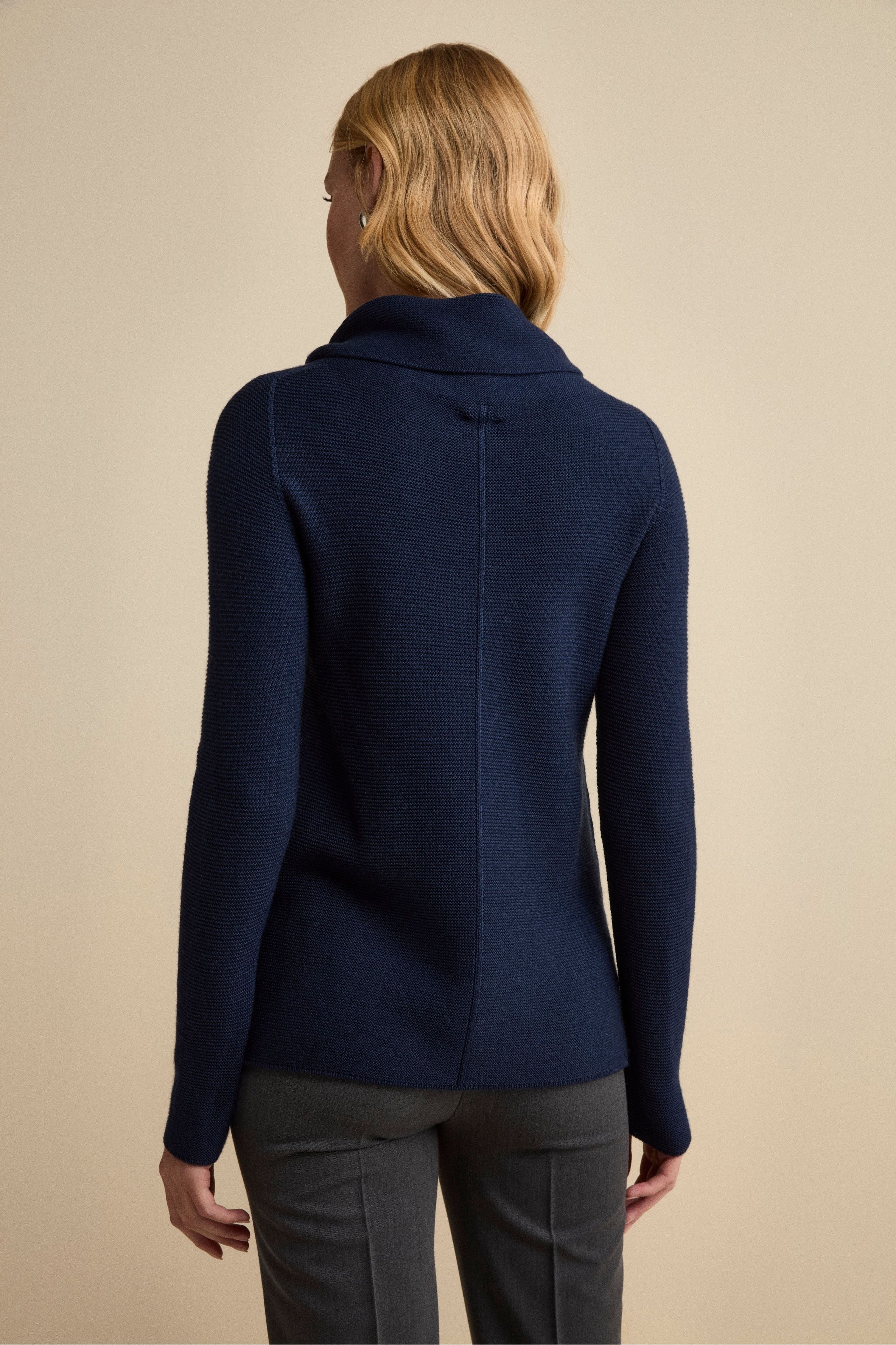 Maglia con Spacchi in Lana Merino - NAVY