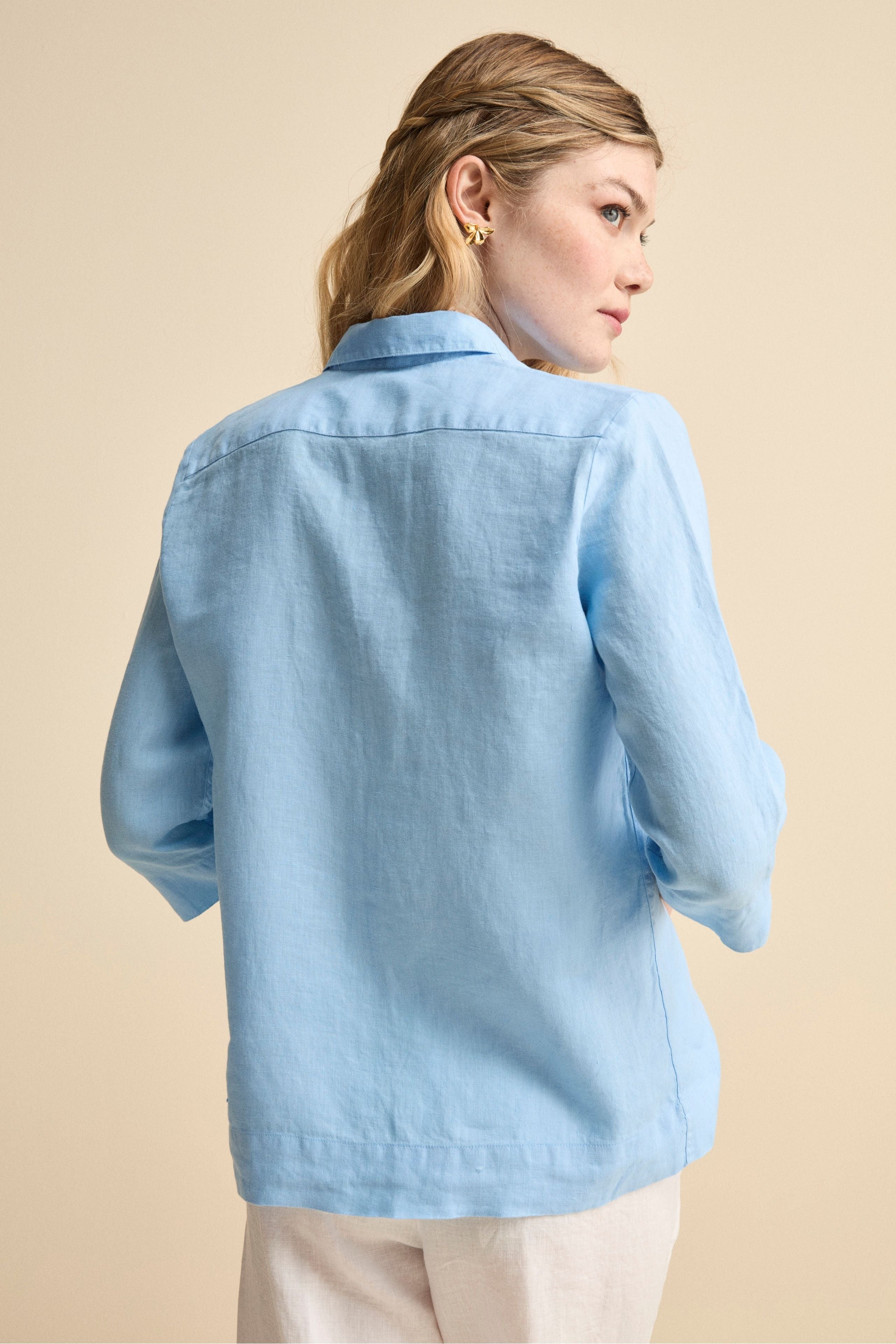 Camicia Boxy in Lino - AZZURRO