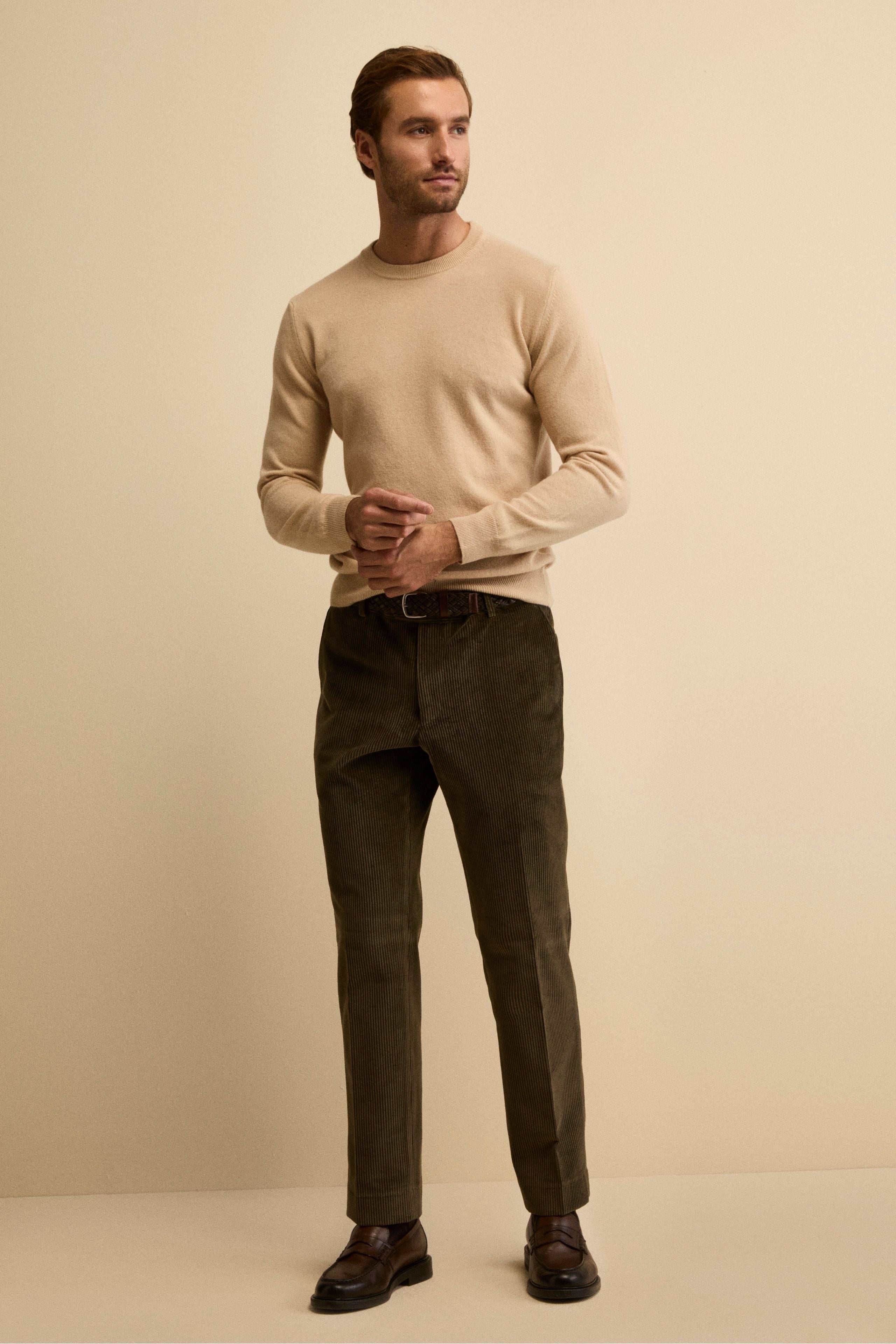 Pantalone Chino in Velluto Comfort Fit - VERDE
