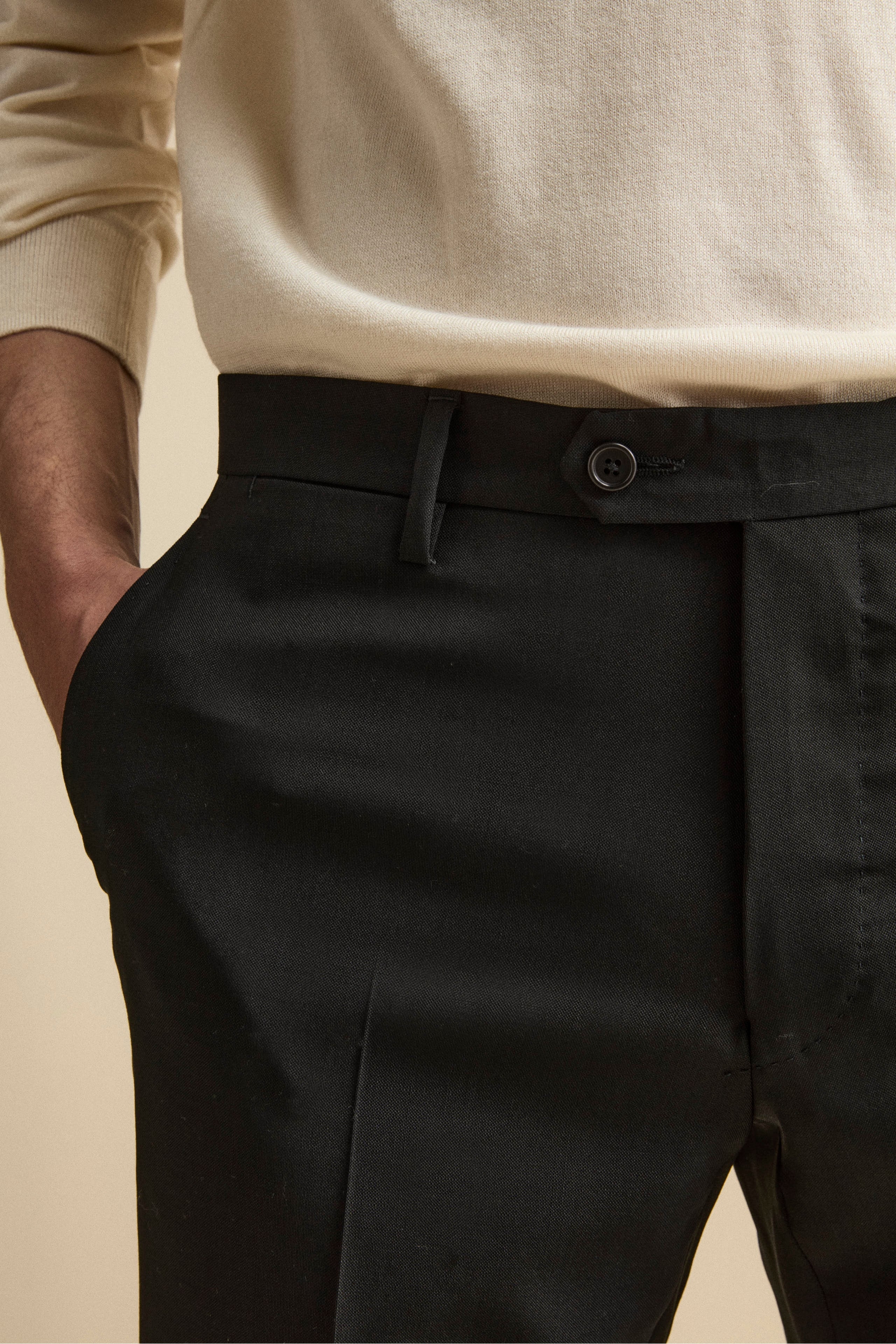 Pantalone Elegante Regular Fit in Lana Drop 6 - NERO