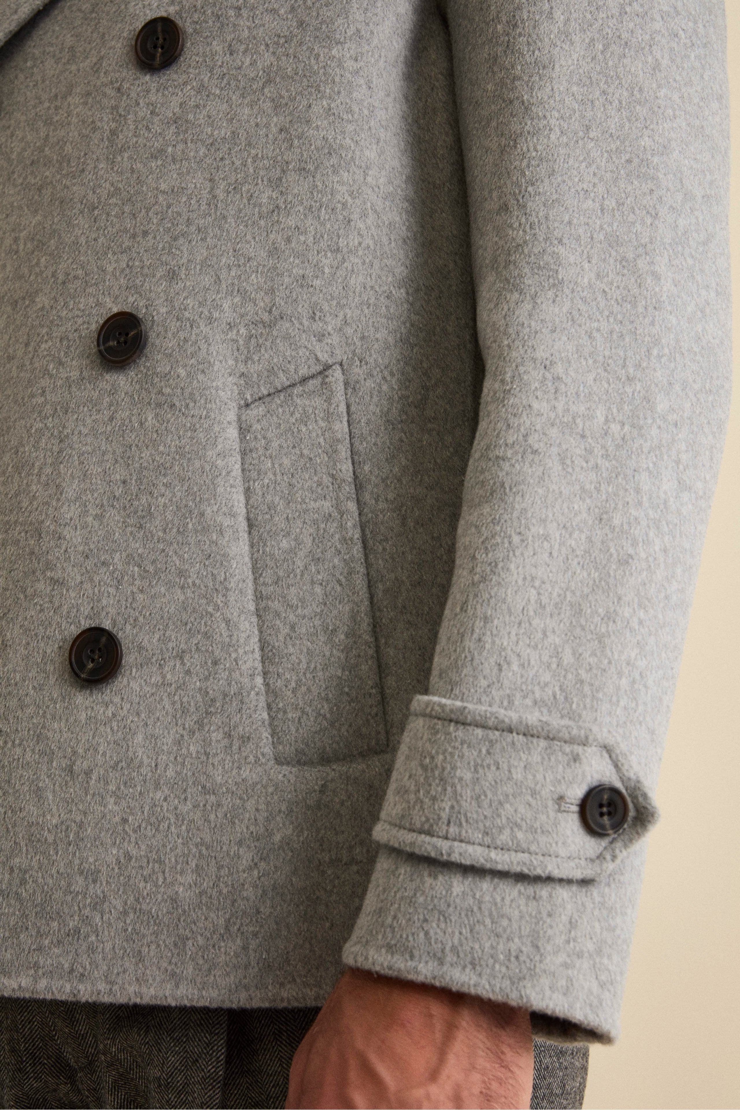 Cappotto Peacoat Doppiopetto in Misto Lana - GRIGIO CHIARO