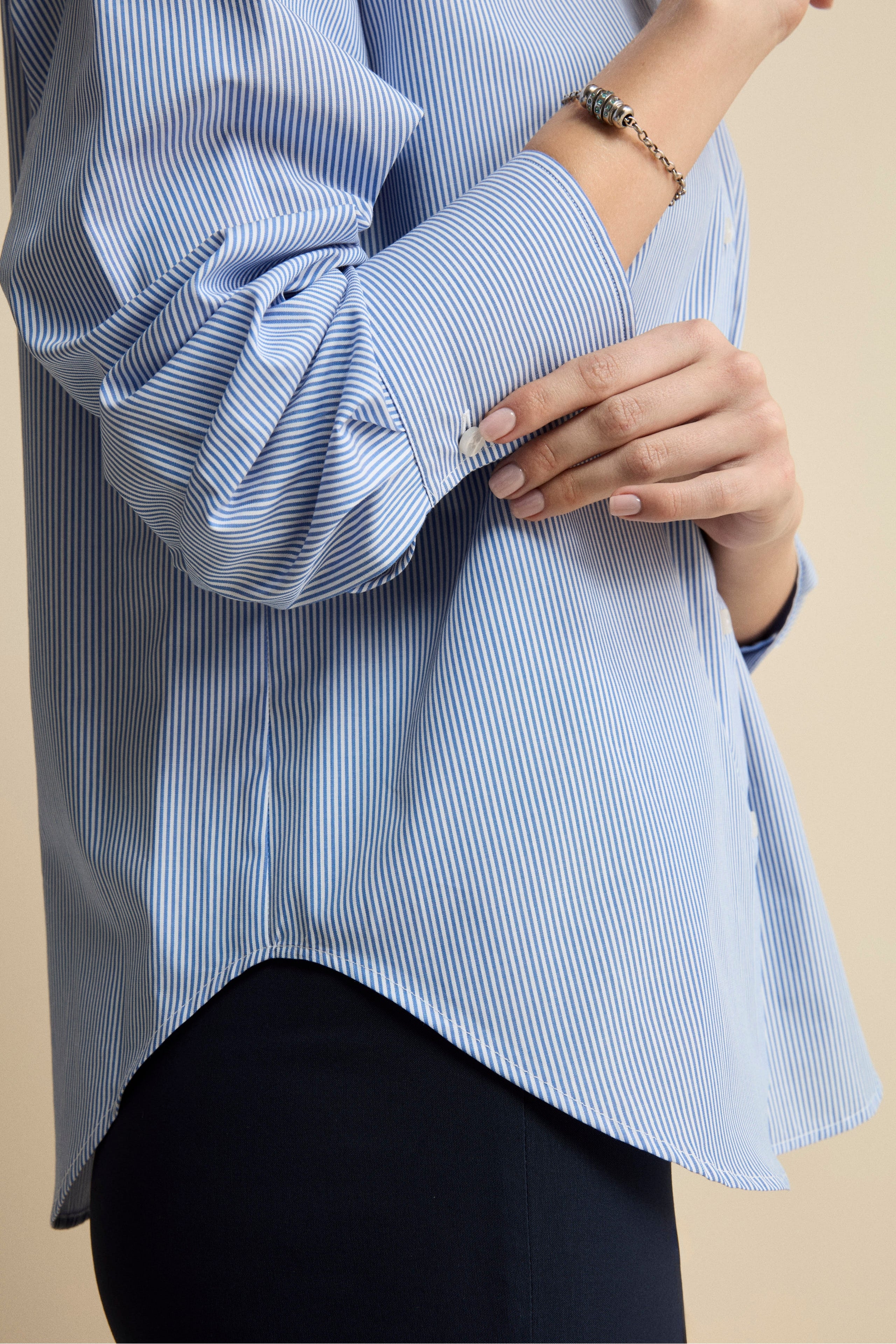 Camicia Fantasia Over in Cotone - BLU RIGATO