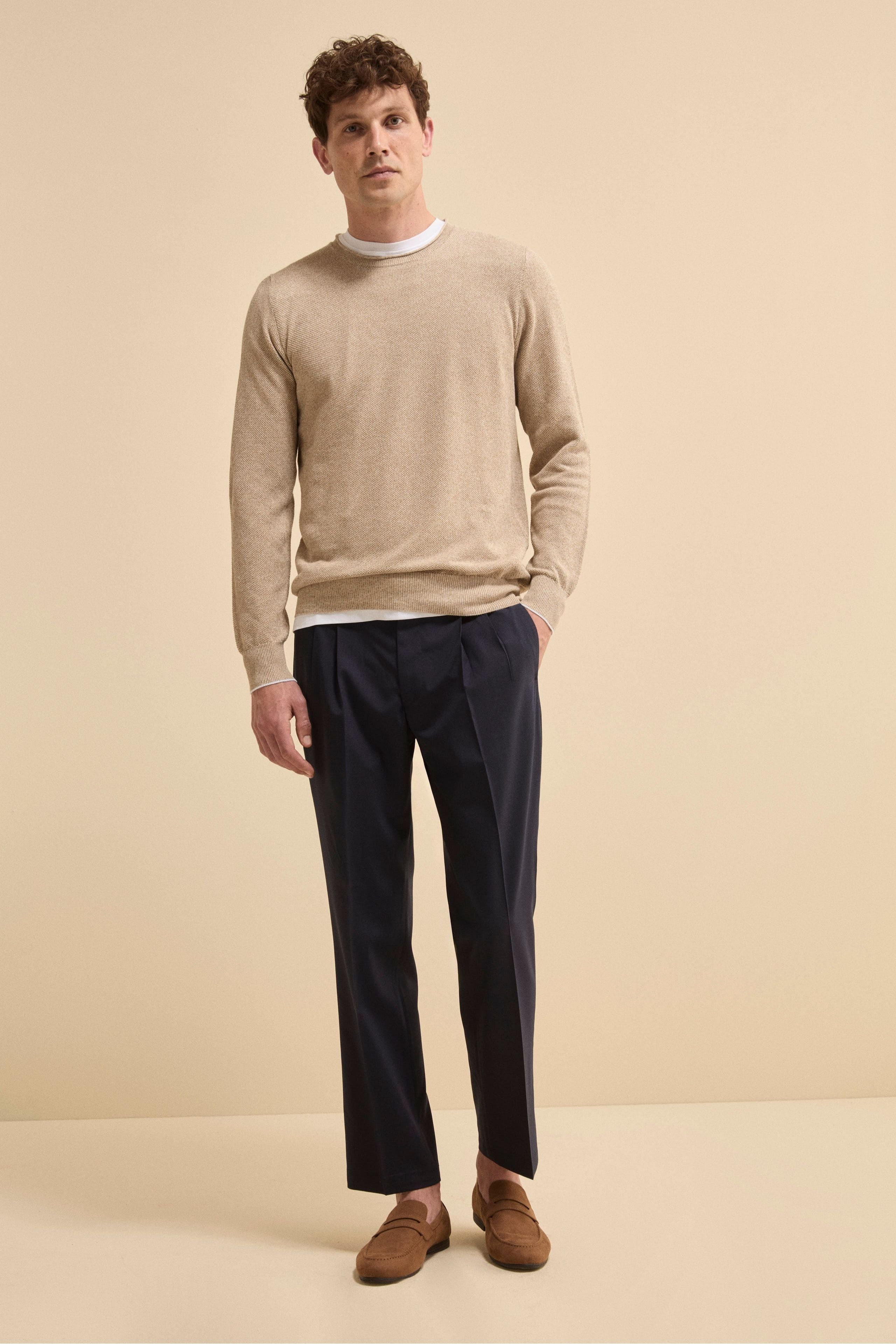 Pantalone Straight in Misto Lana - BLU
