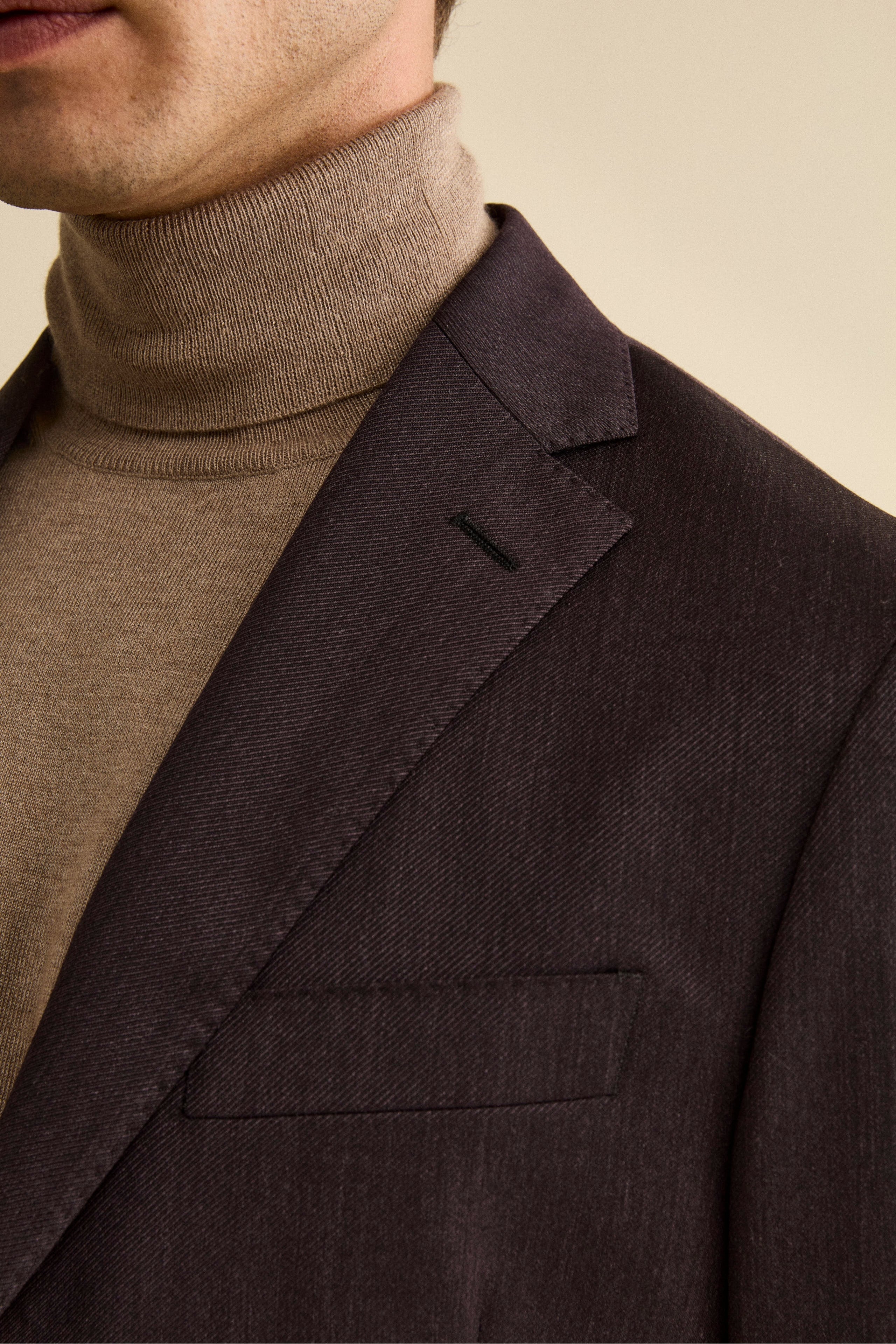 Abito Monopetto in Lana Vergine Regular Fit - MELANZANA