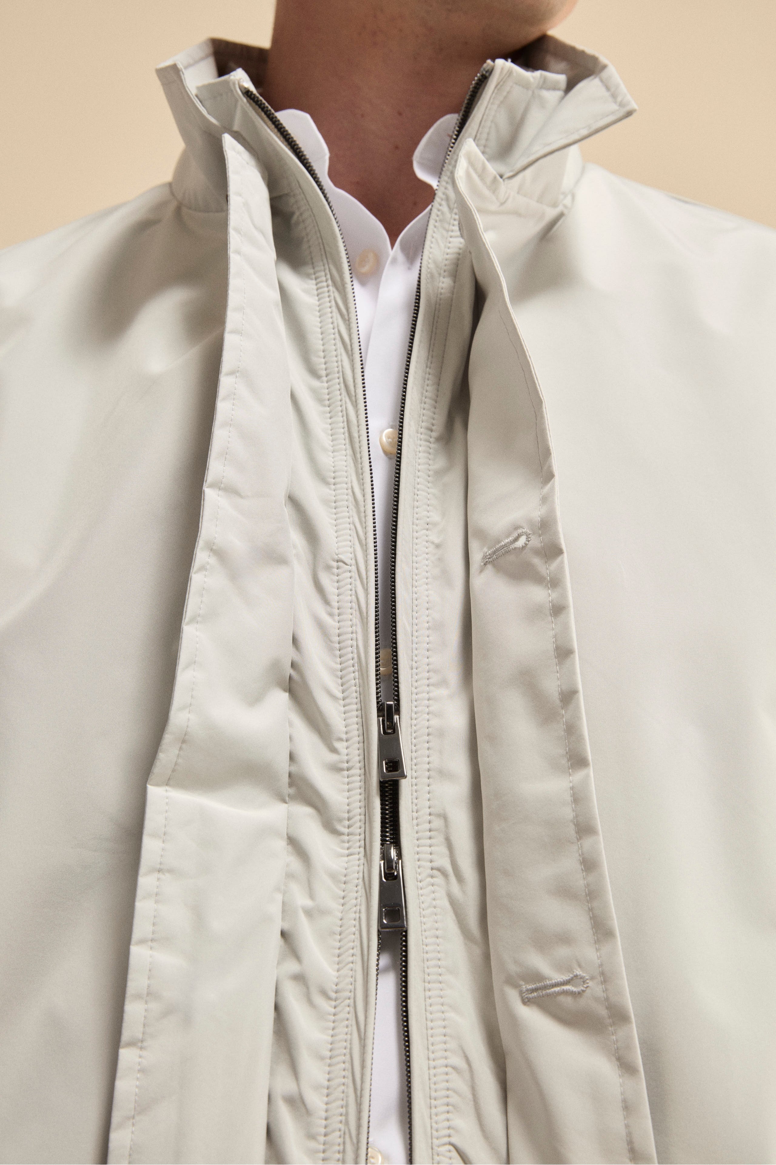 Impermeabile Corto Foderato con Corpetto - GHIACCIO