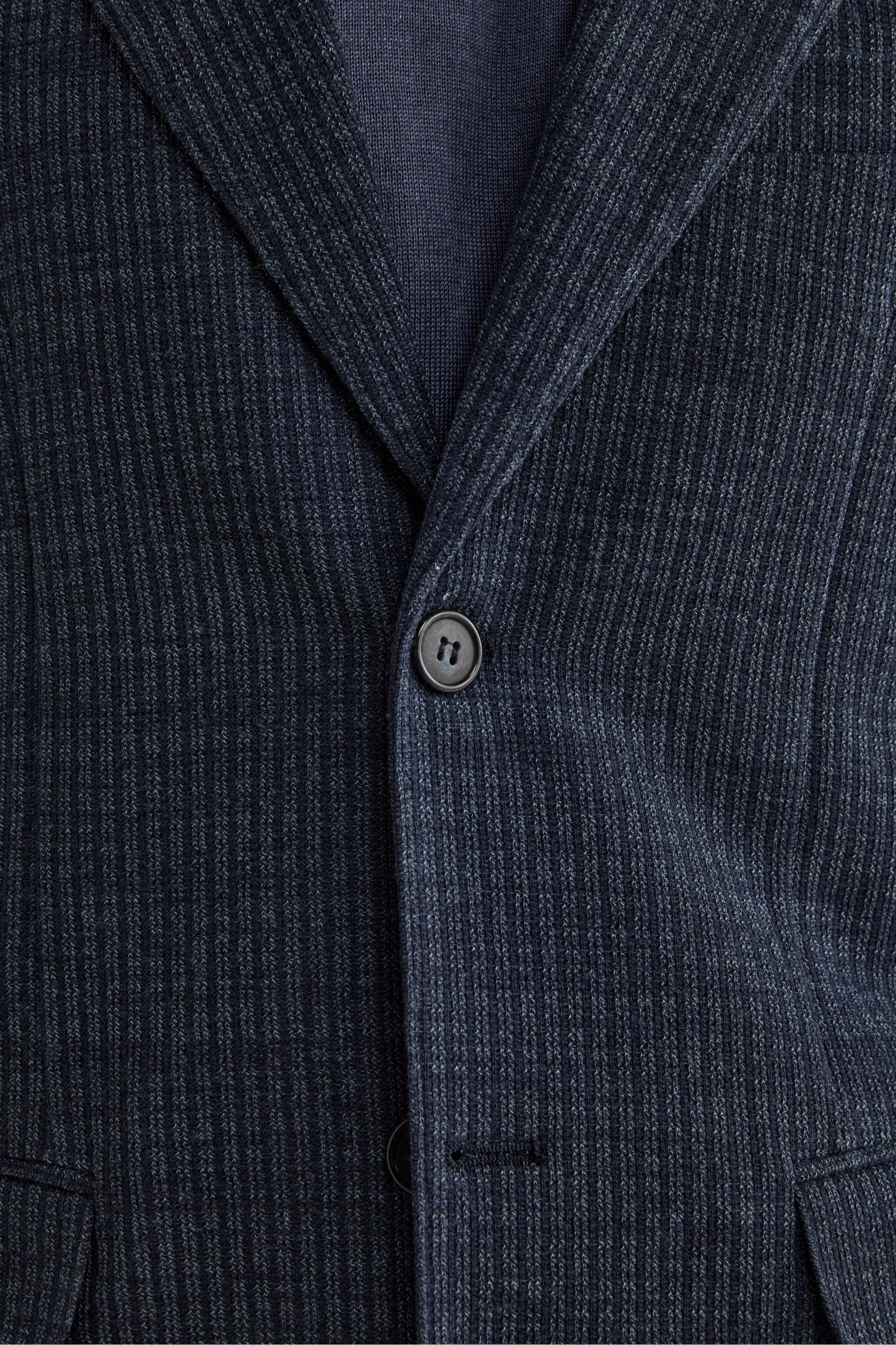 Giacca Sfoderata Slim Fit in Misto Cotone - BLU