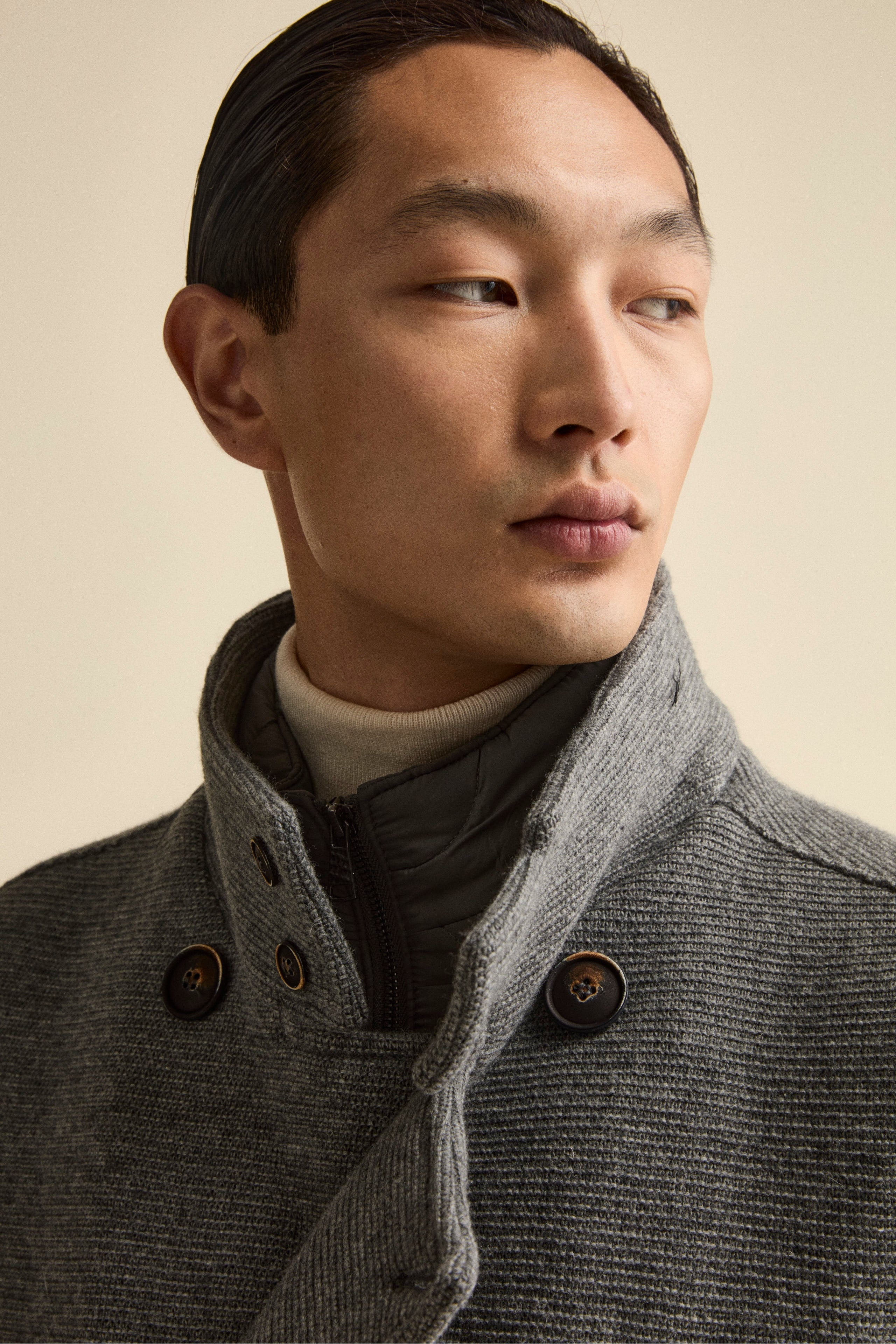Peacoat Doppiopetto in Misto Lana con Pettorina - GRIGIO MELANGE