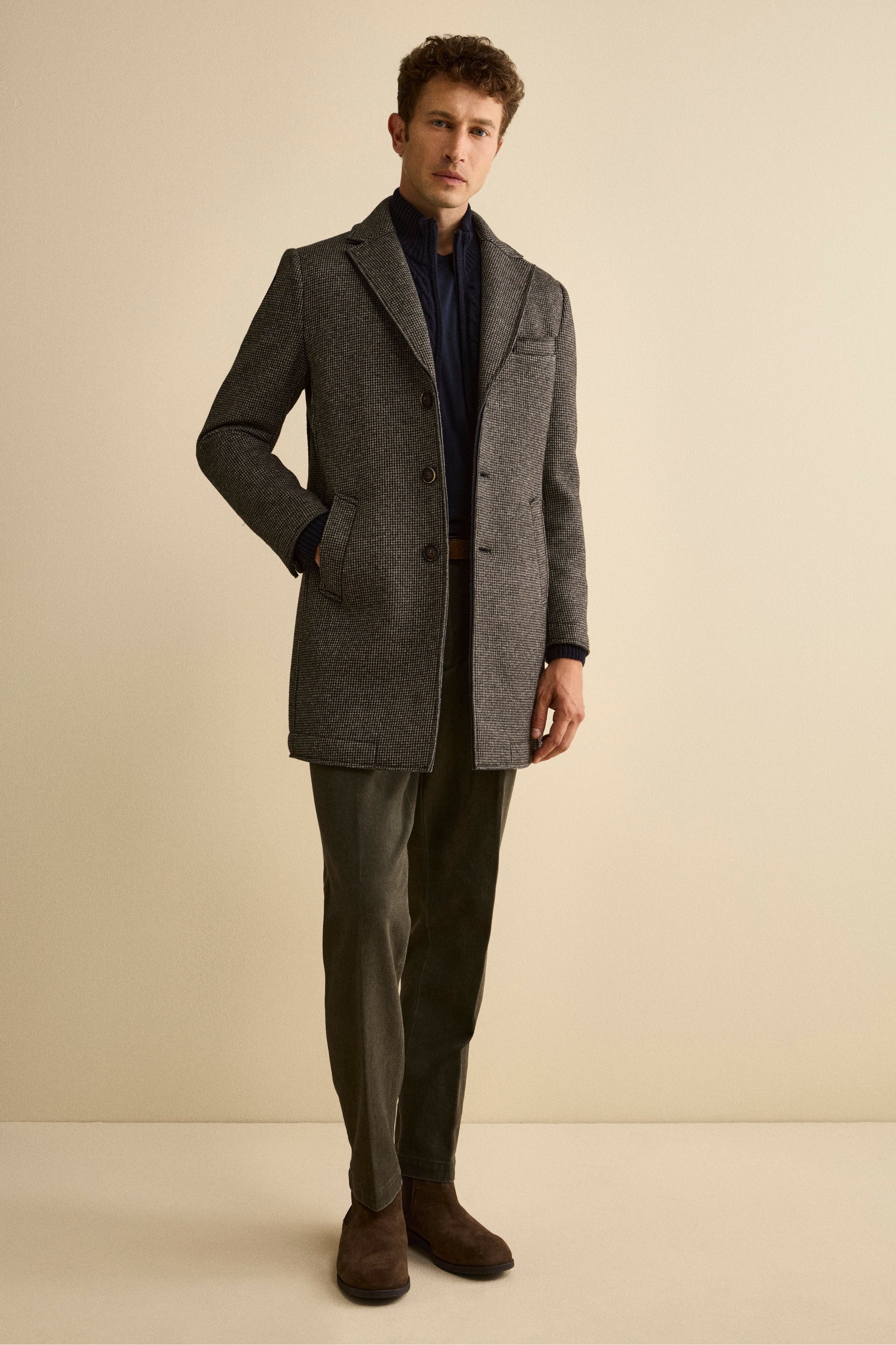 Pantalone con Pieghe Slim Fit in Cotone - VERDONE