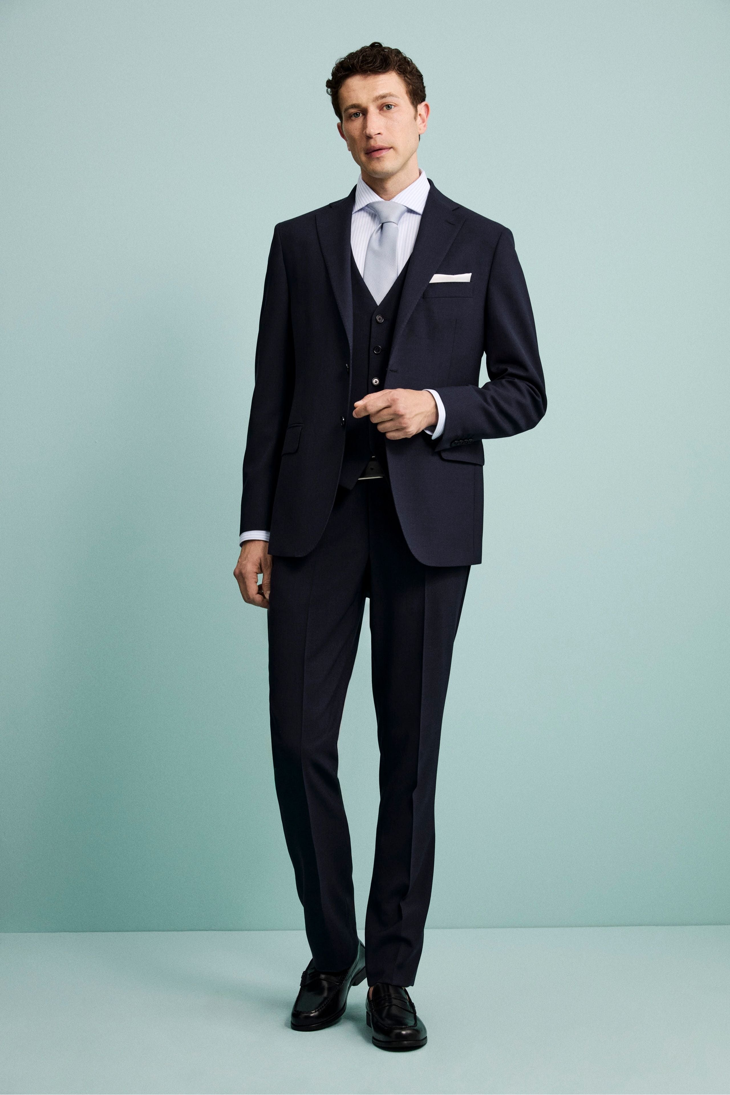 Pantalone Elegante in Lana Vergine Drop 8 - BLU