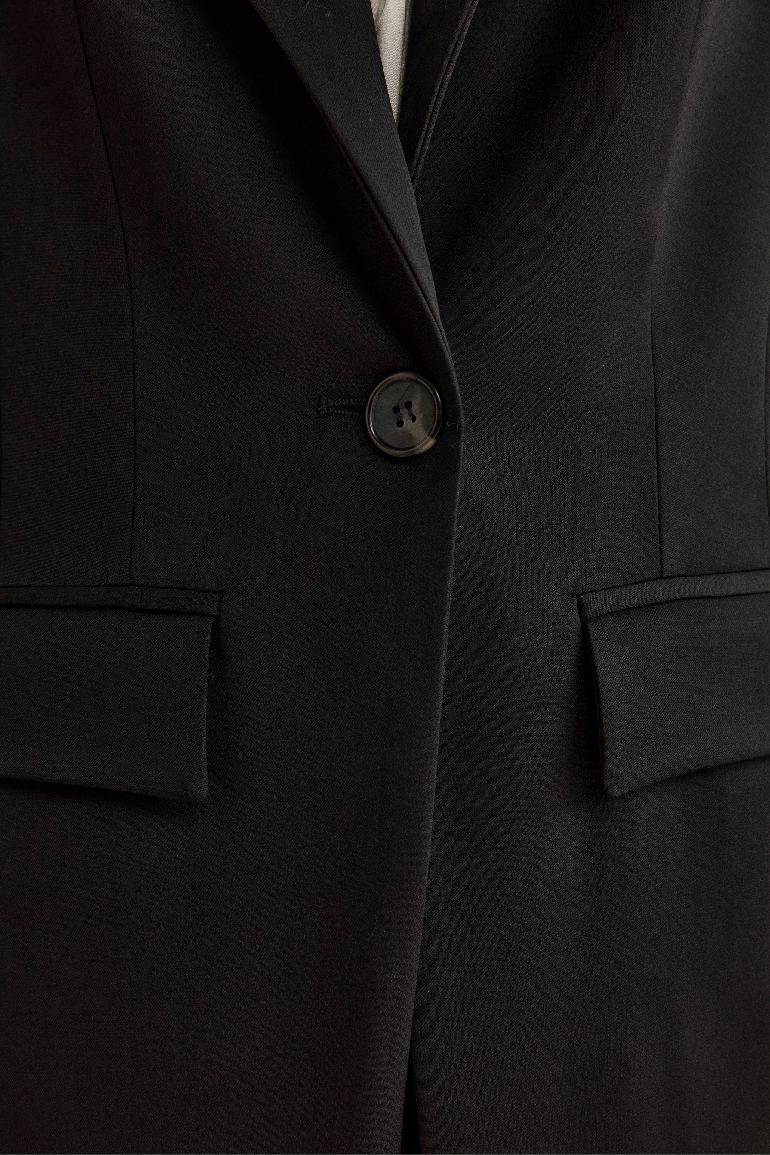 Tailleur Monopetto con Revers Classico in Lana Vergine - NERO