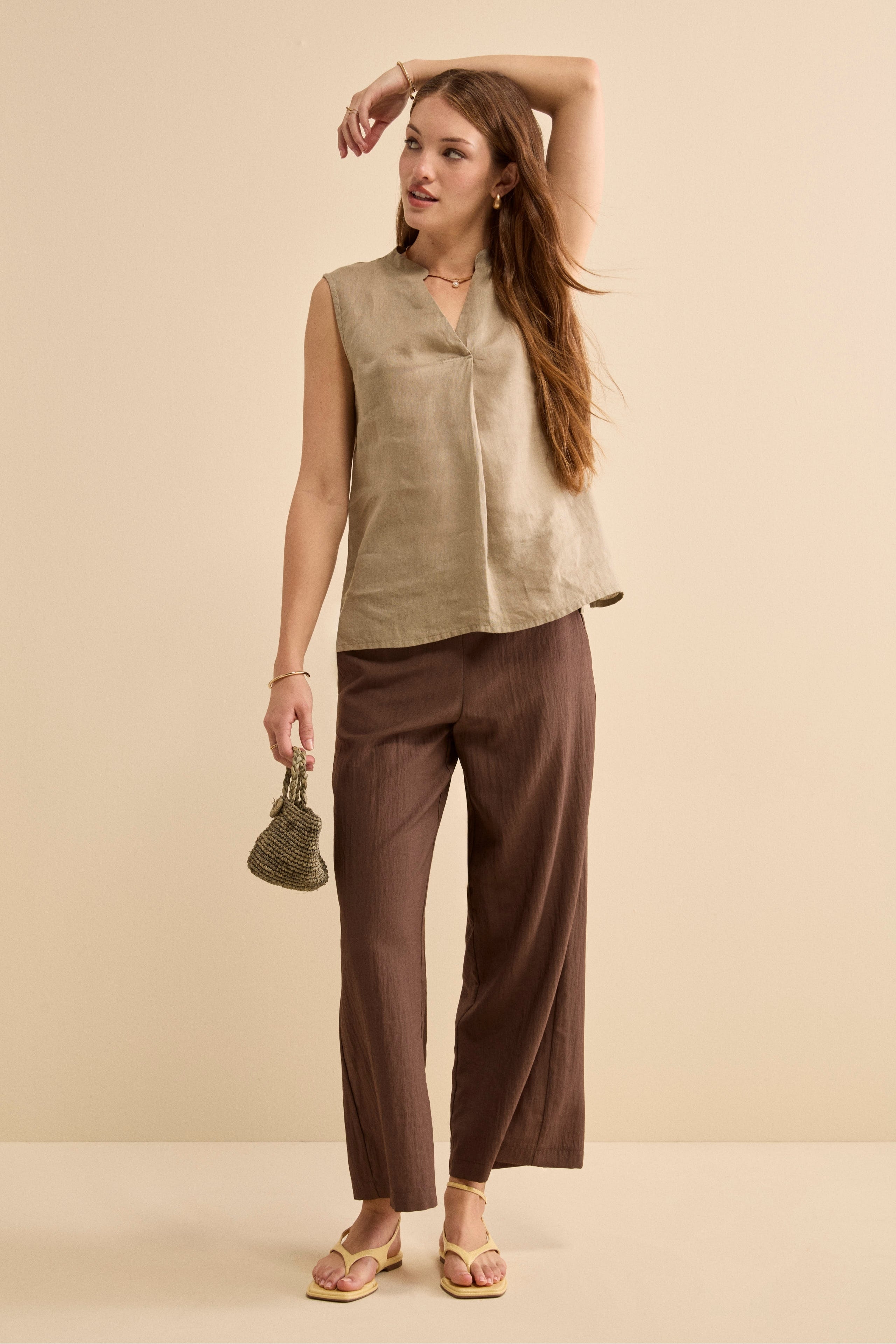 Top Incrociato in Lino con Scollo a V - TORTORA