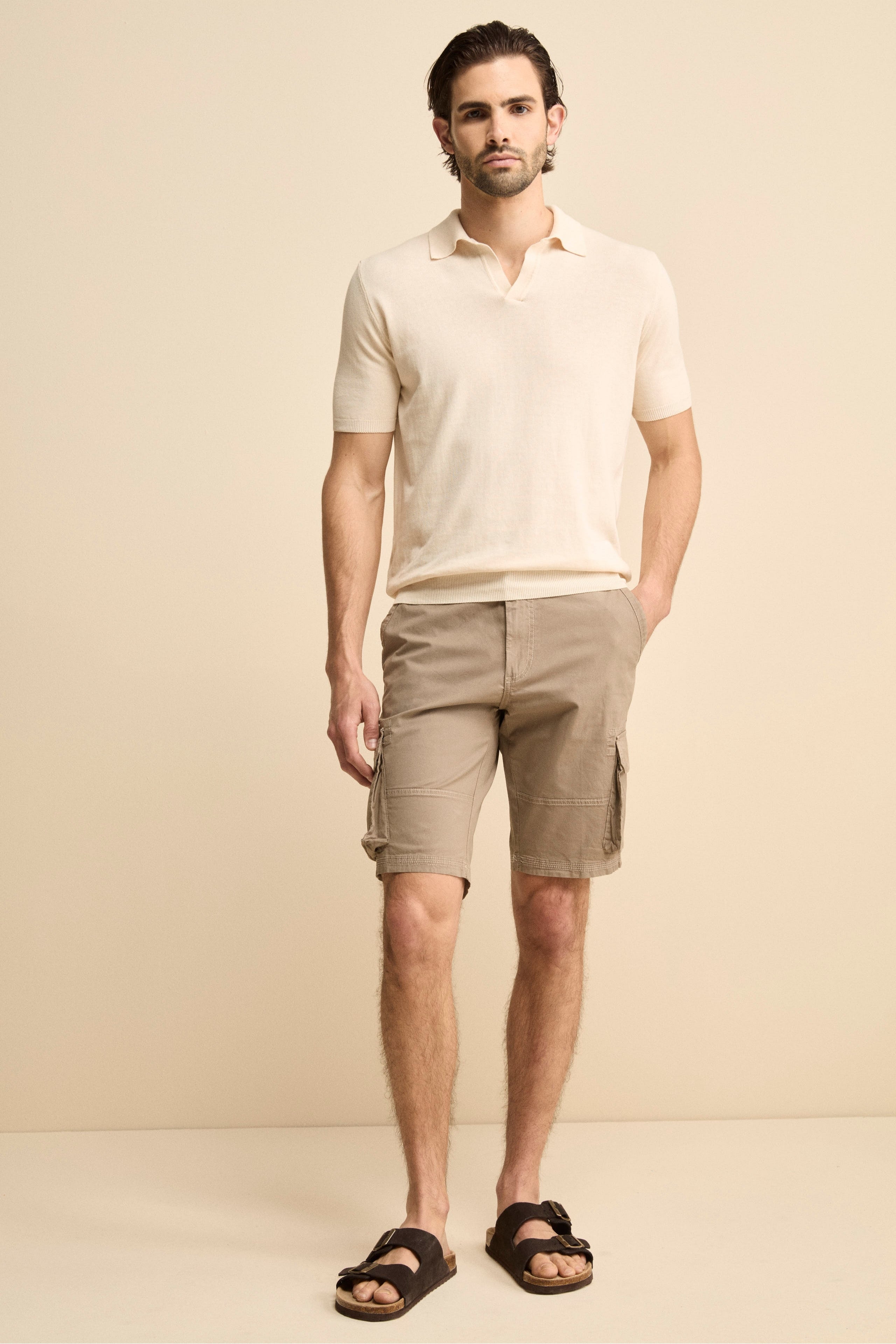 Bermuda Cargo in Cotone Canetté - FANGO