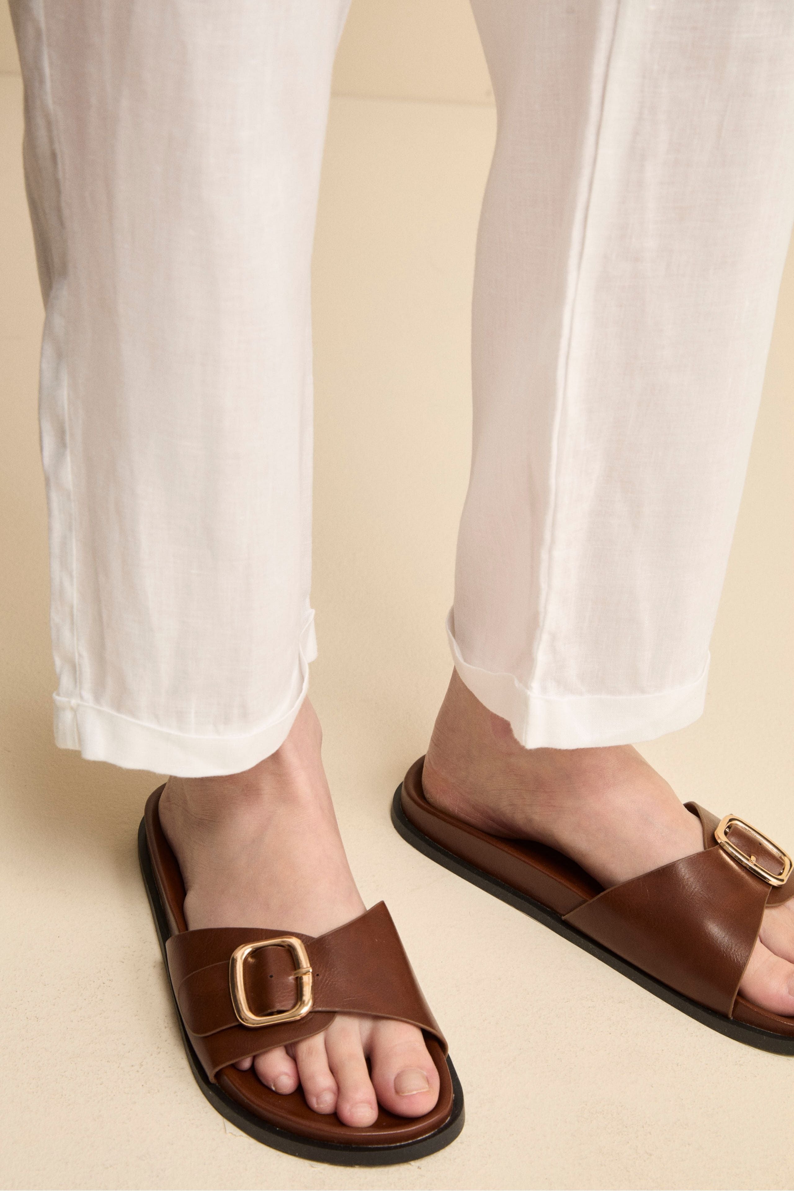 Pantalone Over in Lino con Elastico - BIANCO