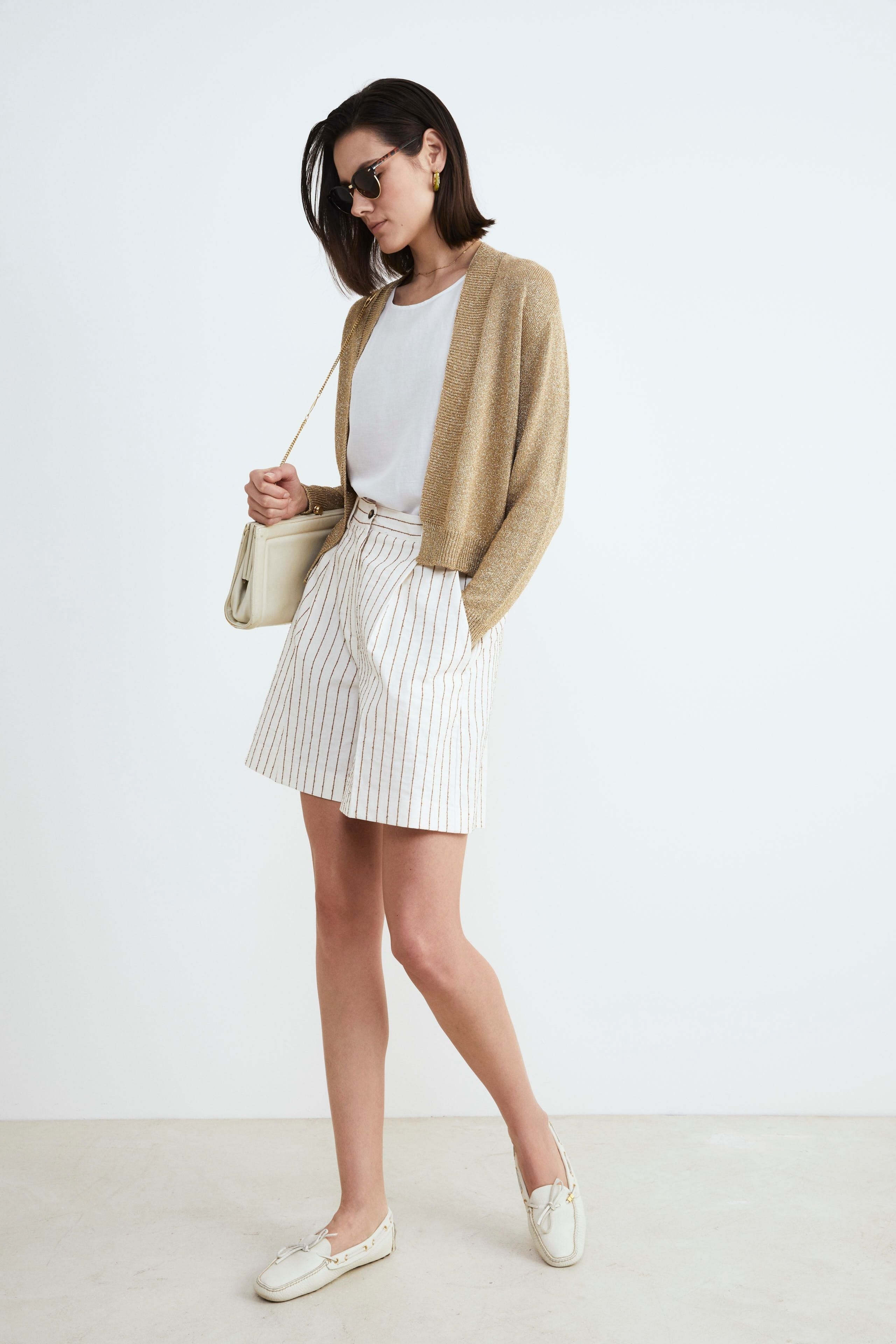 Shorts donna a righe - FANT. AVORIO
