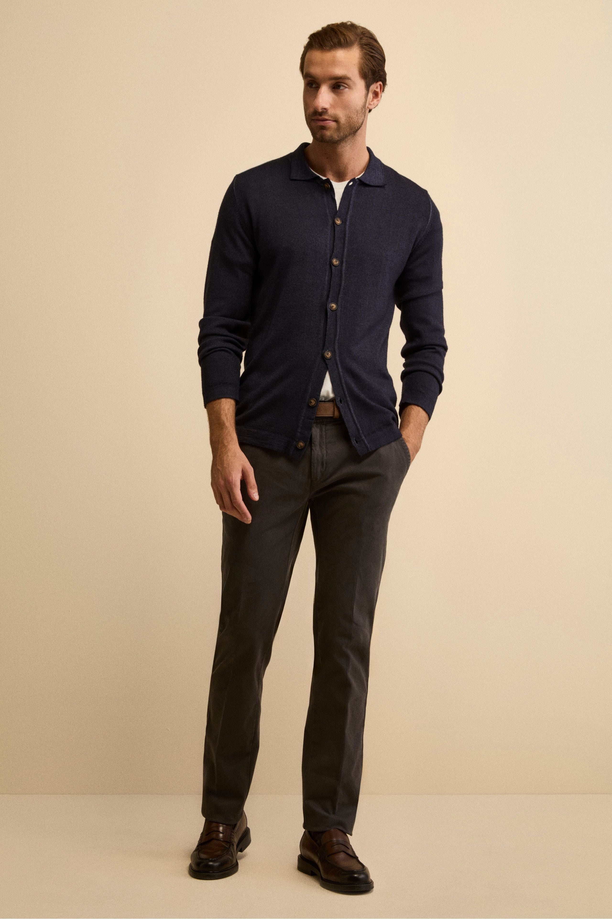 Pantalone Canvas Slim Fit in Cotone Stretch - ANTRACITE