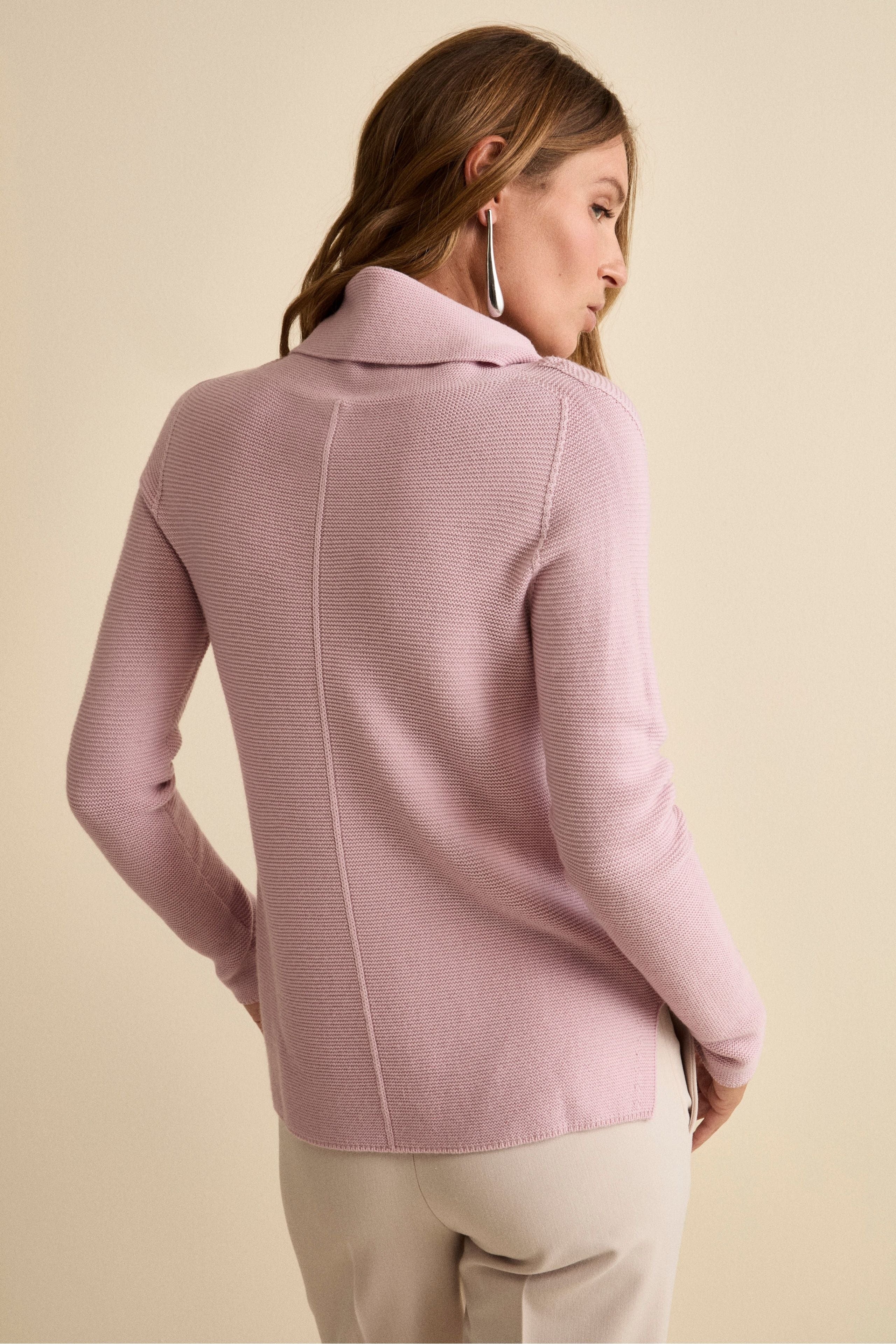 Maglia con Spacchi in Lana Merino - ROSA CARNE