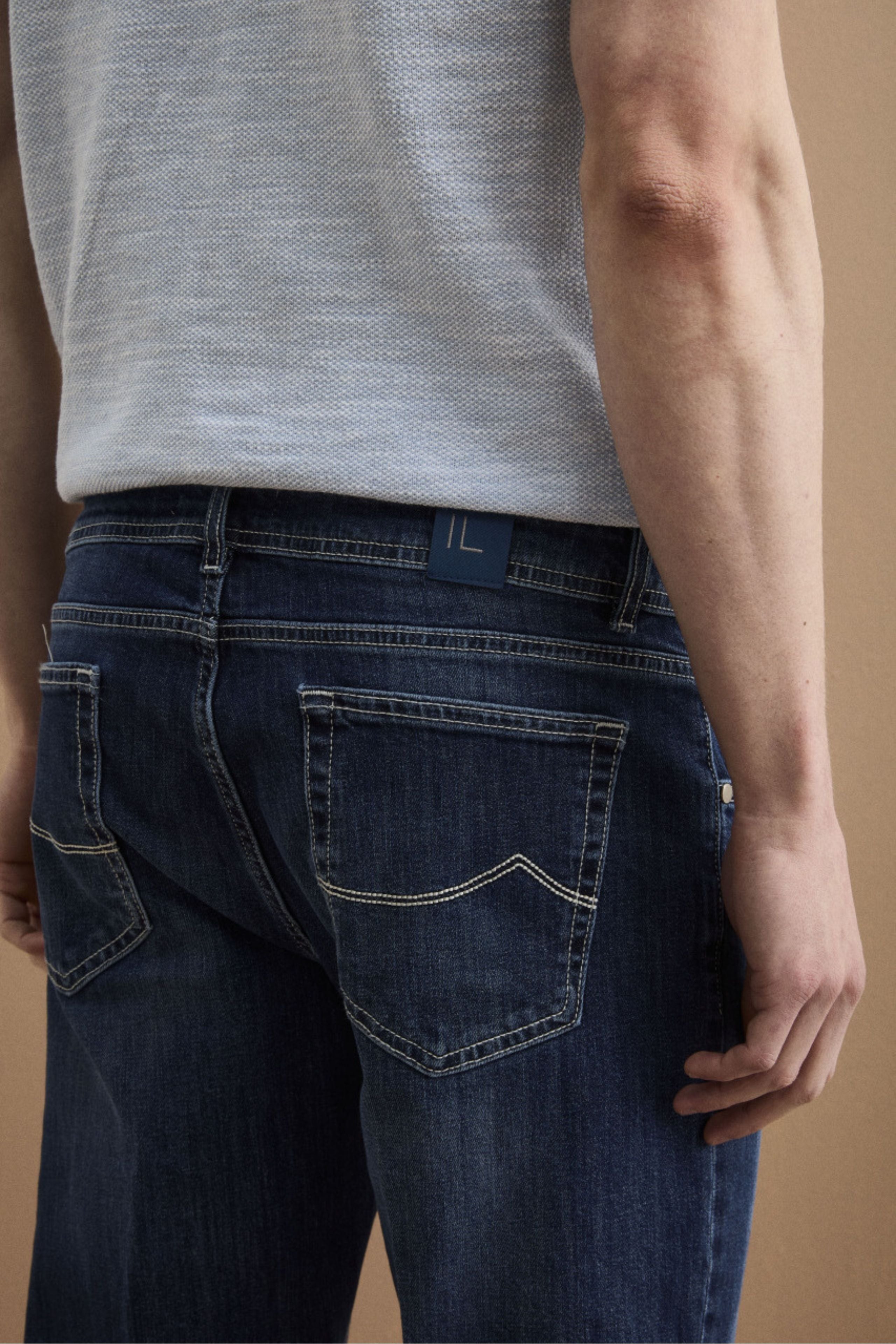 Jeans Slim Fit Cinque Tasche con Risvolto - DENIM