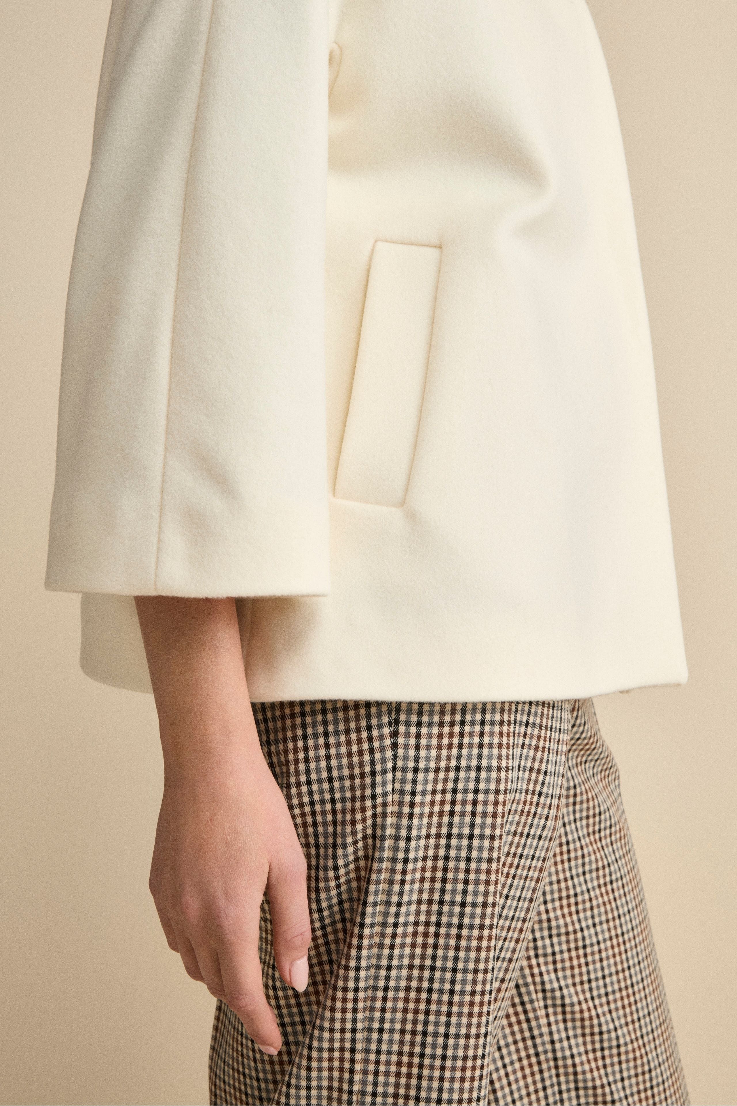 Cappotto Over Corto in Misto Lana e Cashmere - BIANCO