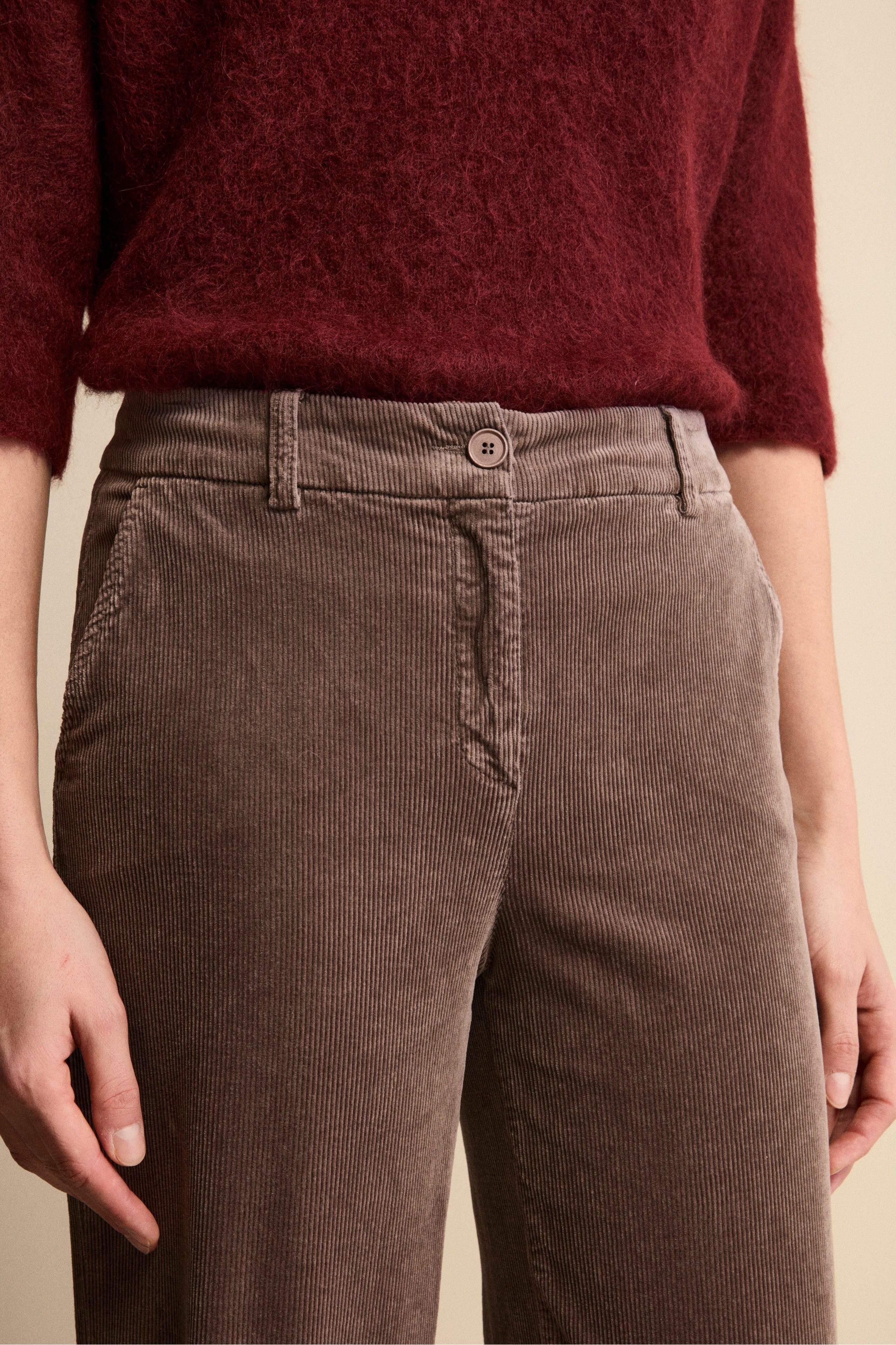 Pantalone in Velluto a Gamba Larga - MARRONE