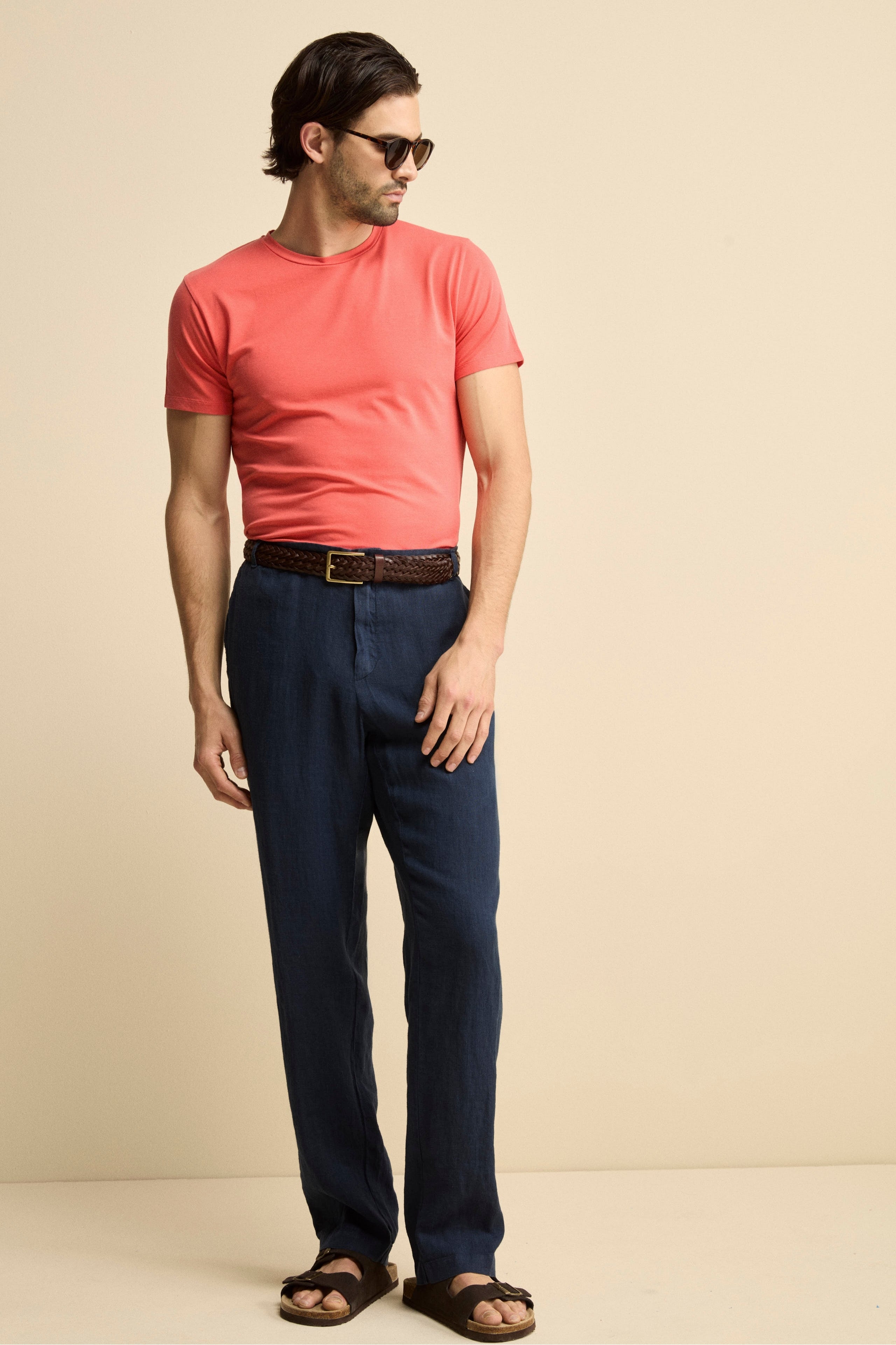 Pantalone Morbido in Lino - BLU NOTTE